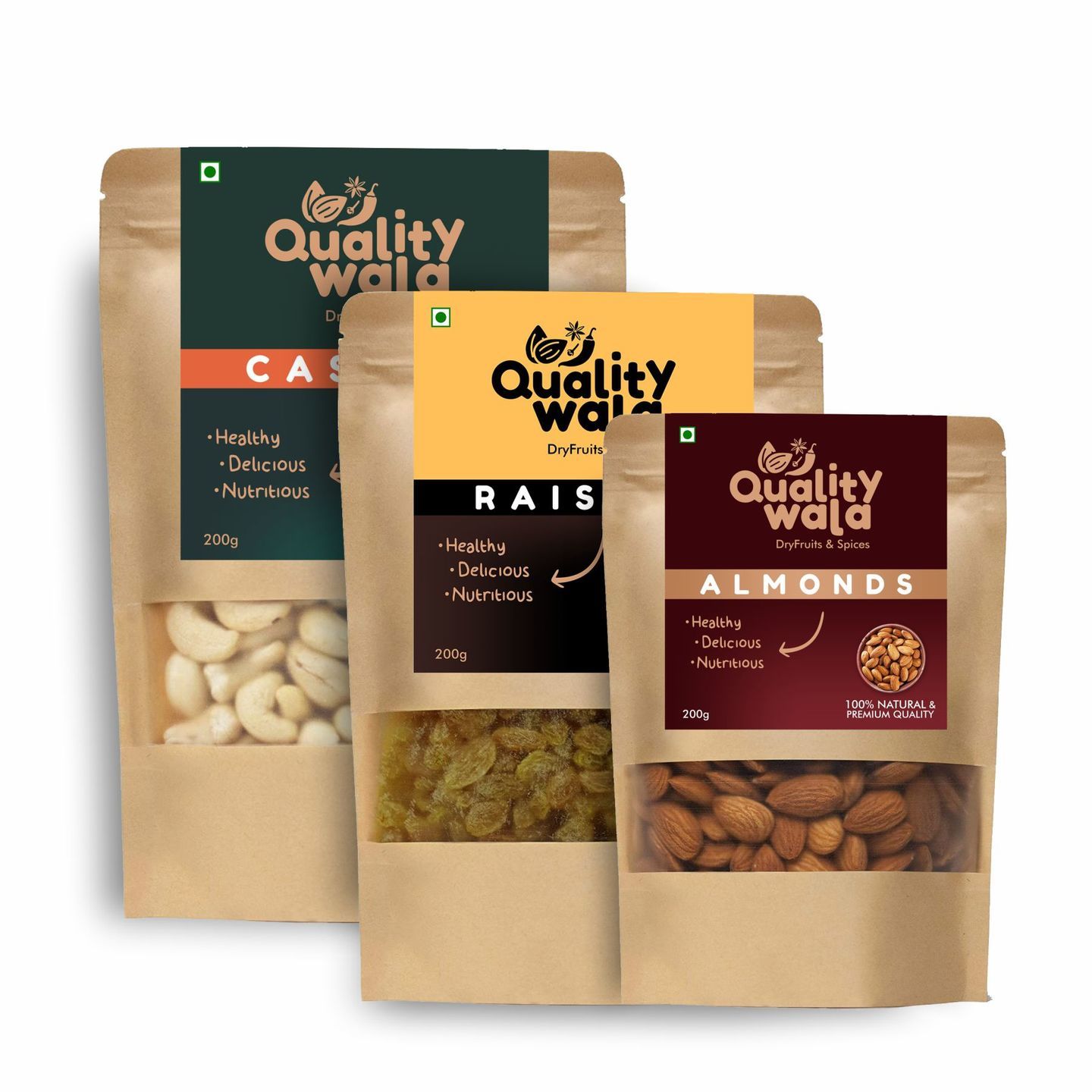 Cashew Nut  Raisins  Almond - Superior Quality Combo Pack