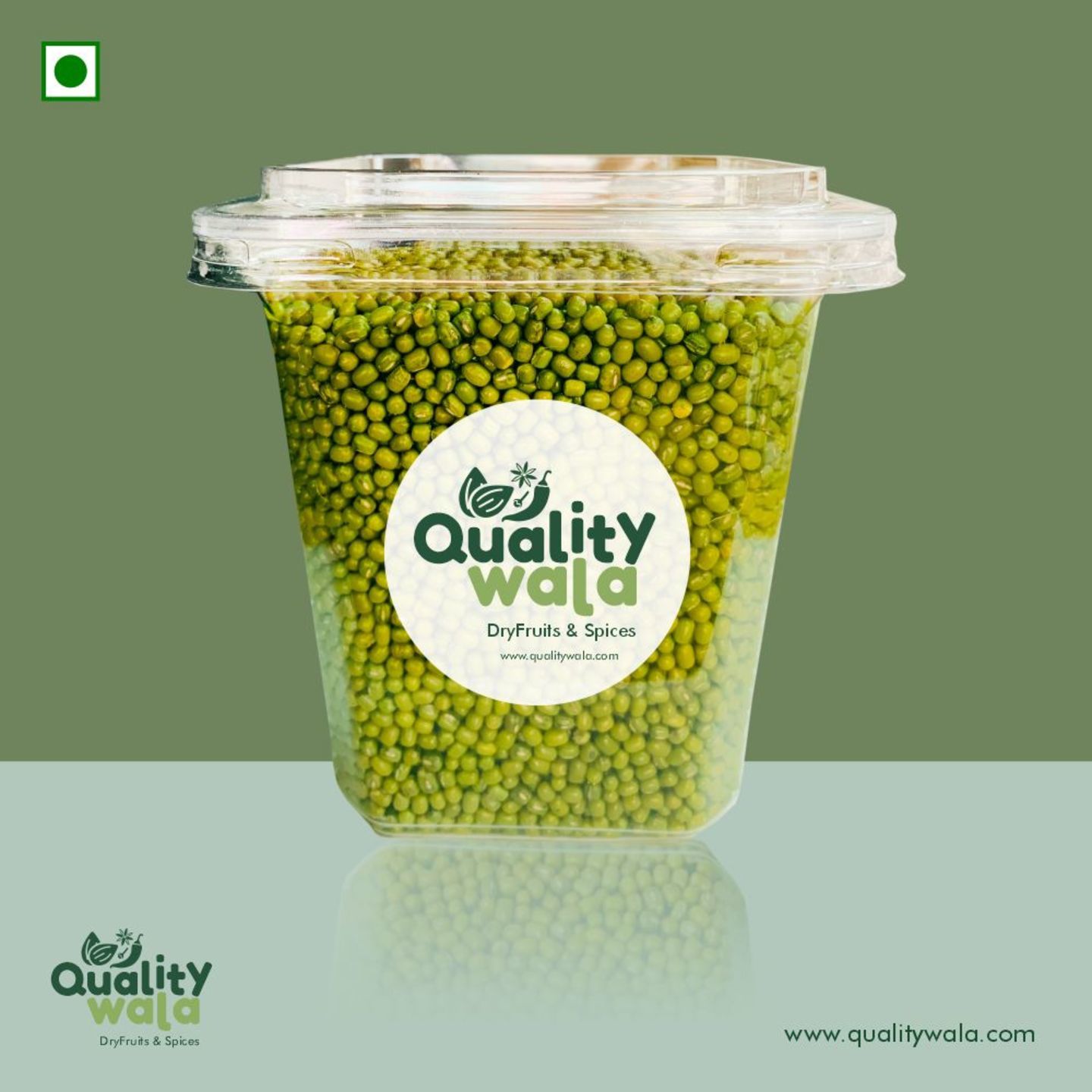 QualityWala Popular Green Moong Whole  Sabut, 500 Gms