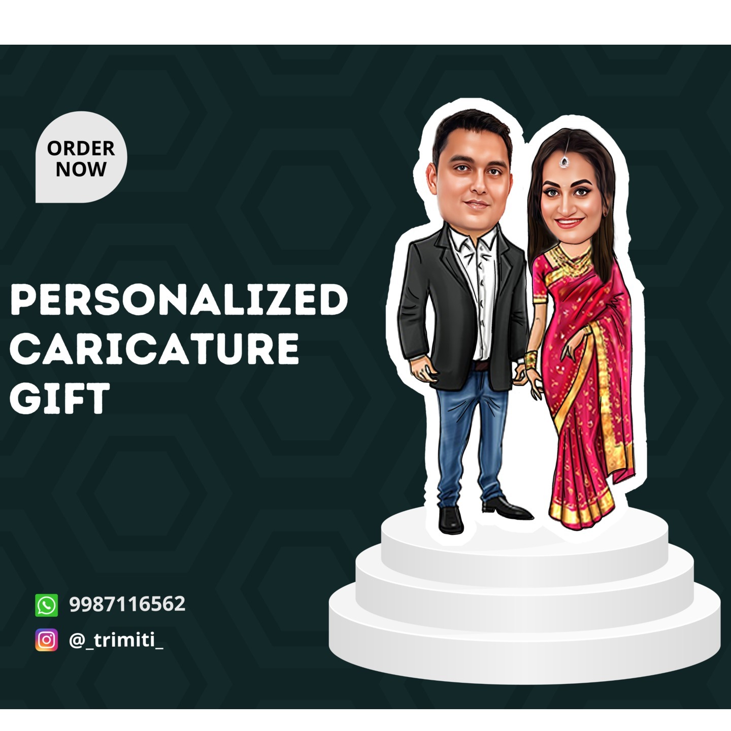 Personalized caricature Mom & Daughter Gift 11 inch