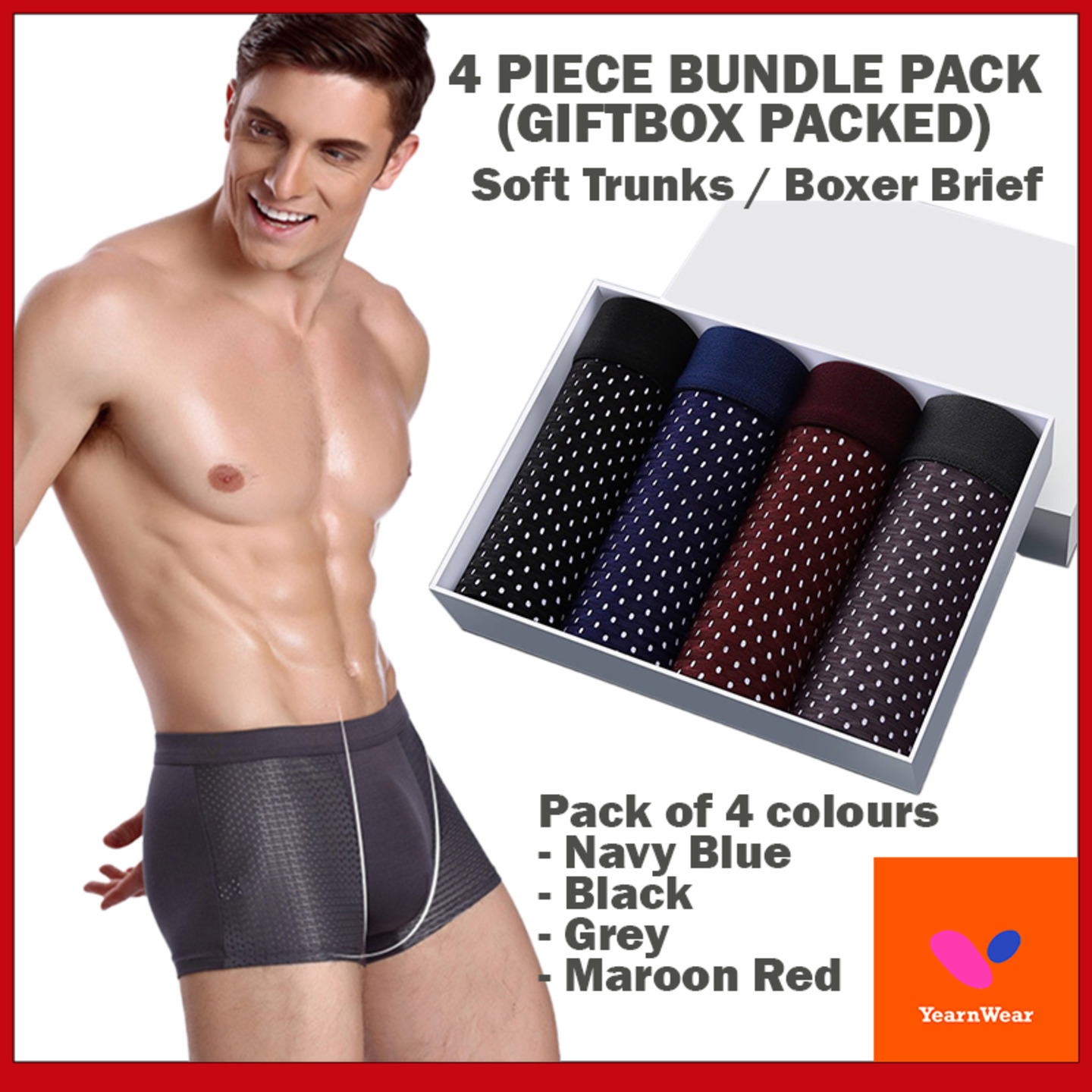 Underwear Set Silky Smooth Men Boxer Briefs Trunks