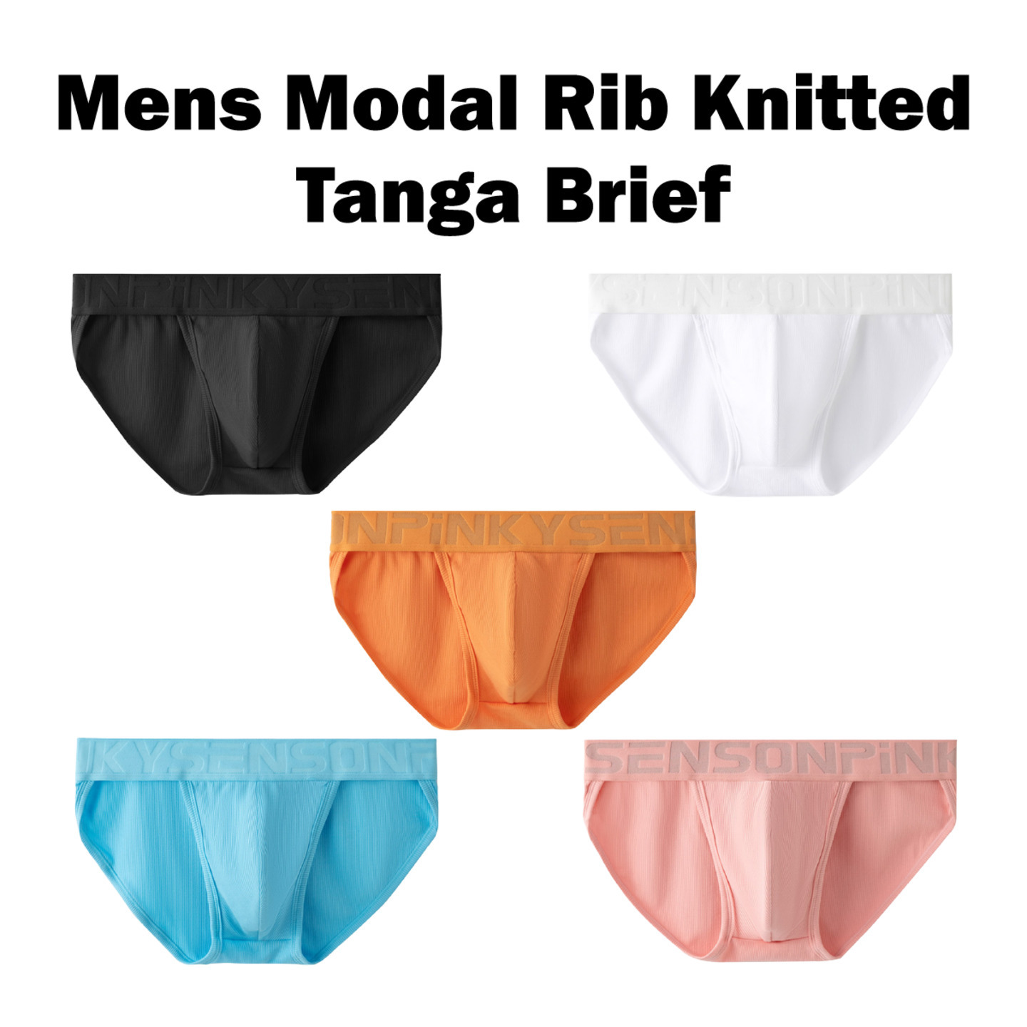 Modal Rib Knitted Tanga Briefs Men Underwear