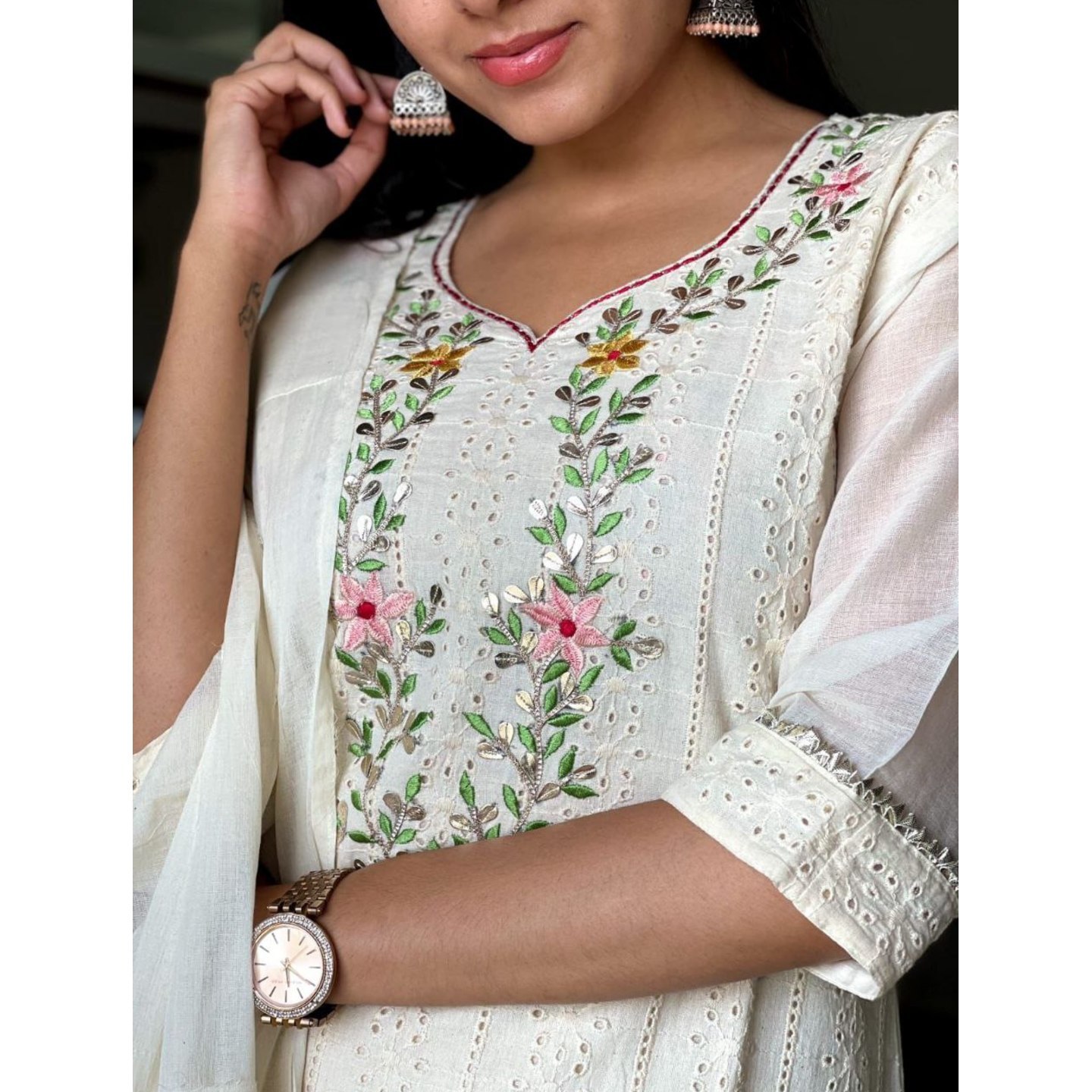Premium Cotton Schiffli Kurta