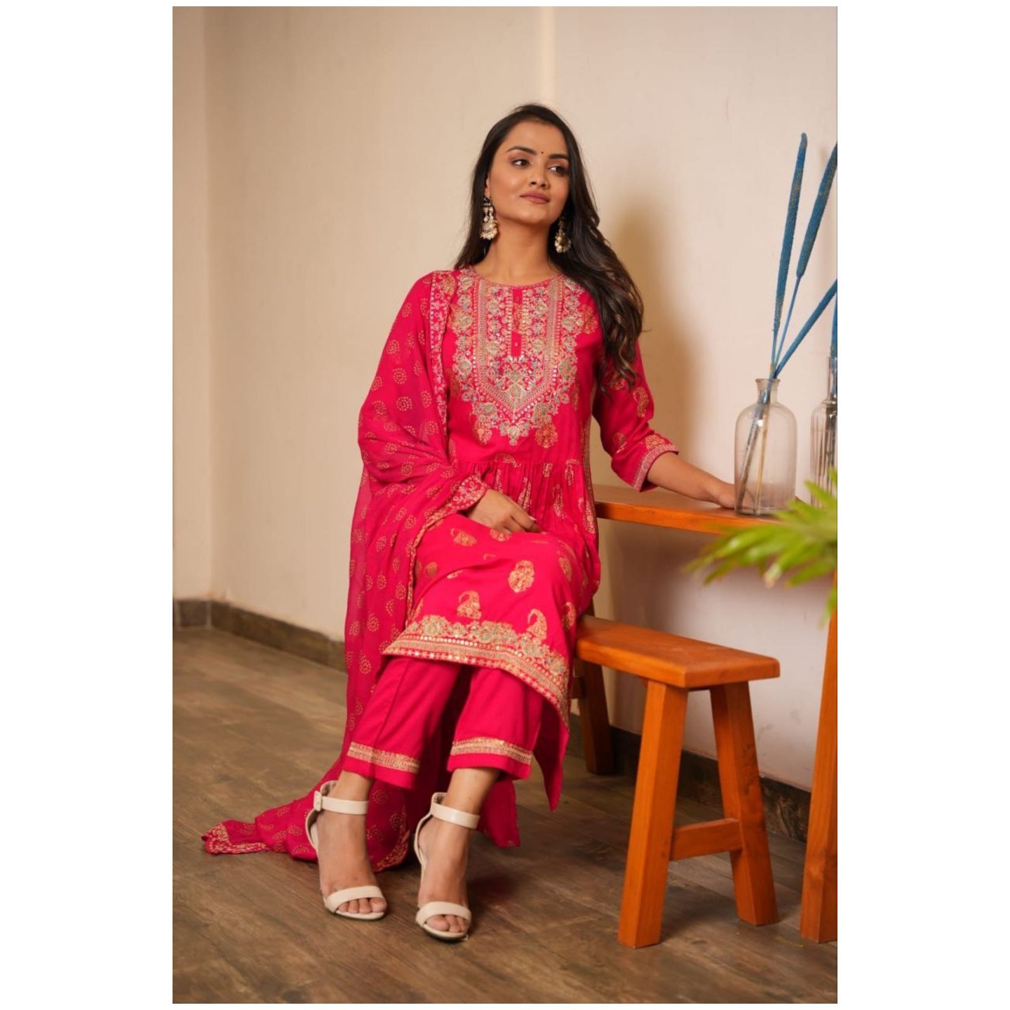 Naira Cut Kurti with Pant with Nazanin Dupatta