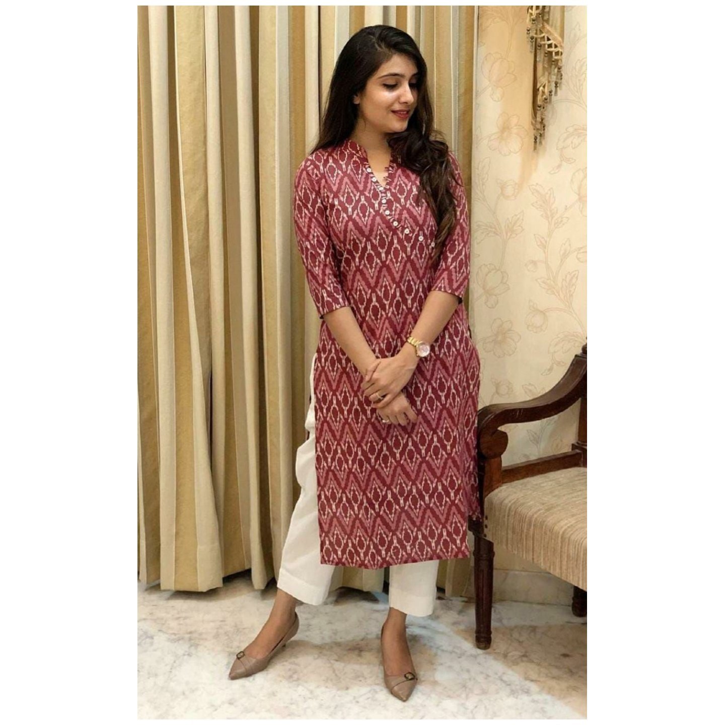 Cotton Printed Kurti with Pant Rayon