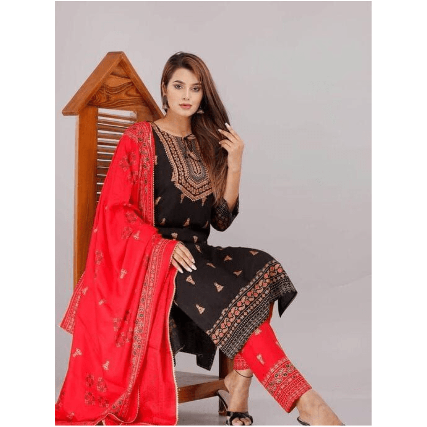 Reyon Style Pant With Kurta 3 pcs Set