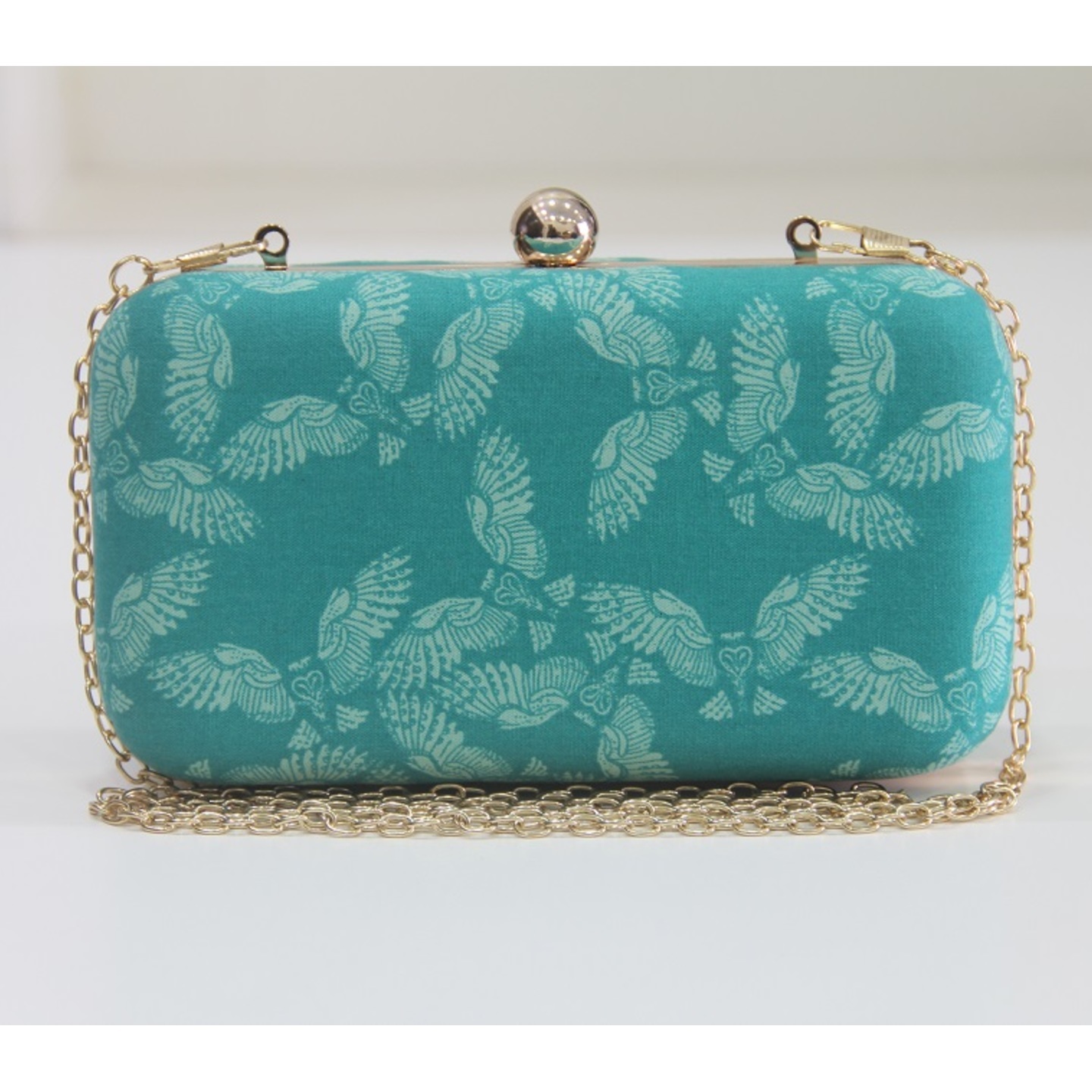 Abstract Green Printed Clutch