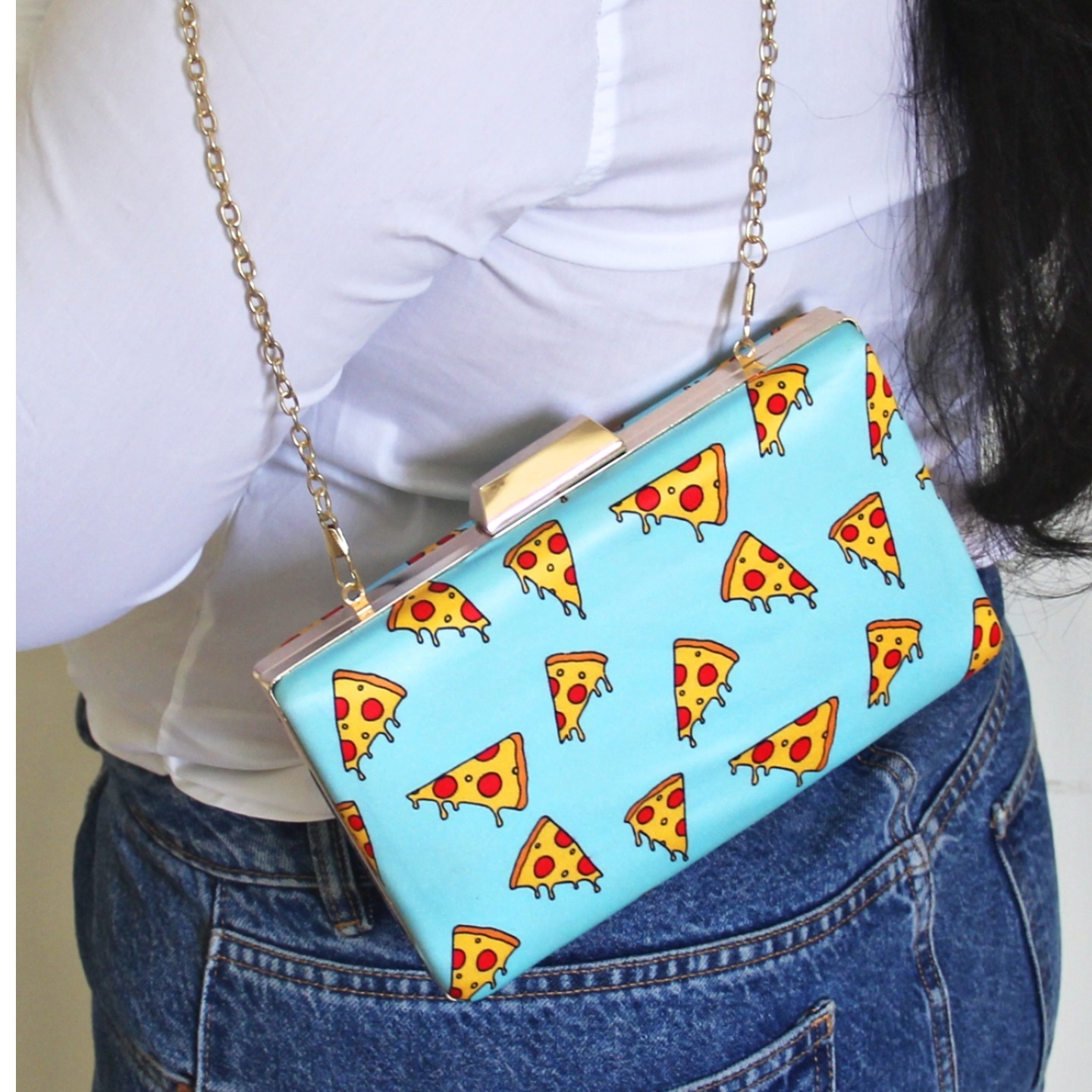 Qurirky Pizza Printed Clutch Bag
