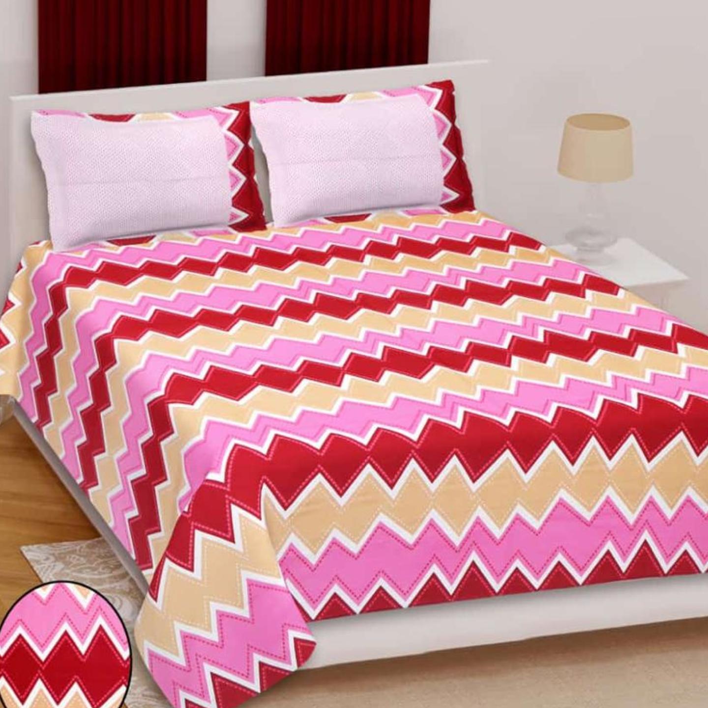 Home Corner Sanganeri Print Pure Cotton Double Bedsheet With 2 Pillow Cover