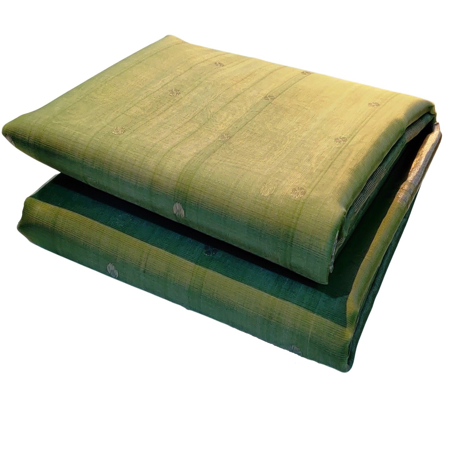 EXPRESSIVE Chanderies Handloom Authentic Premium Handwoven Khatan Silk Saree (Green with Silver Border)