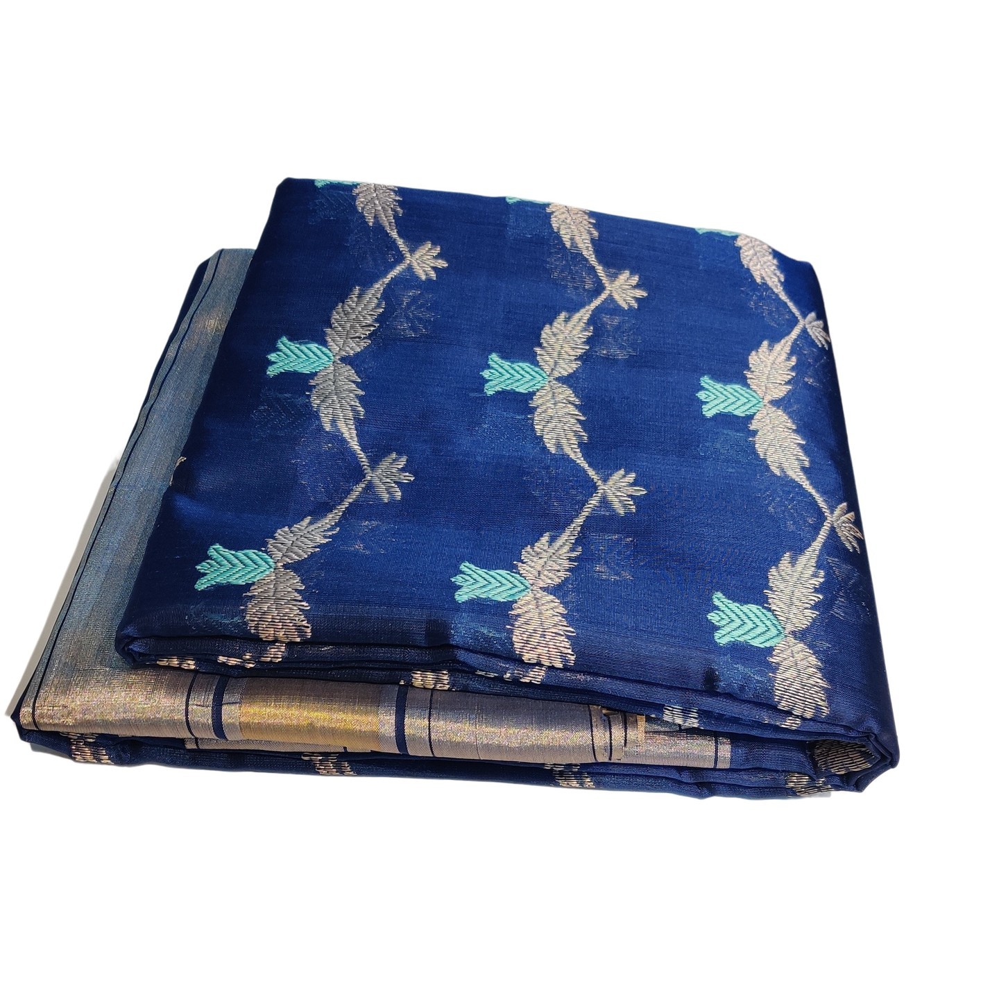 EXPRESSIVE Chanderies Handloom Authentic Premium Handwoven Eknal Silk Saree (Blue with Broad Border)