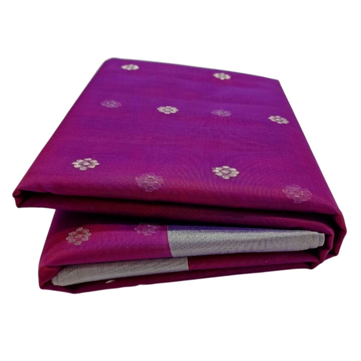 EXPRESSIVE Chanderies Handloom Authentic Premium Handwoven Khatan Silk Saree (Purple with Silver Border)