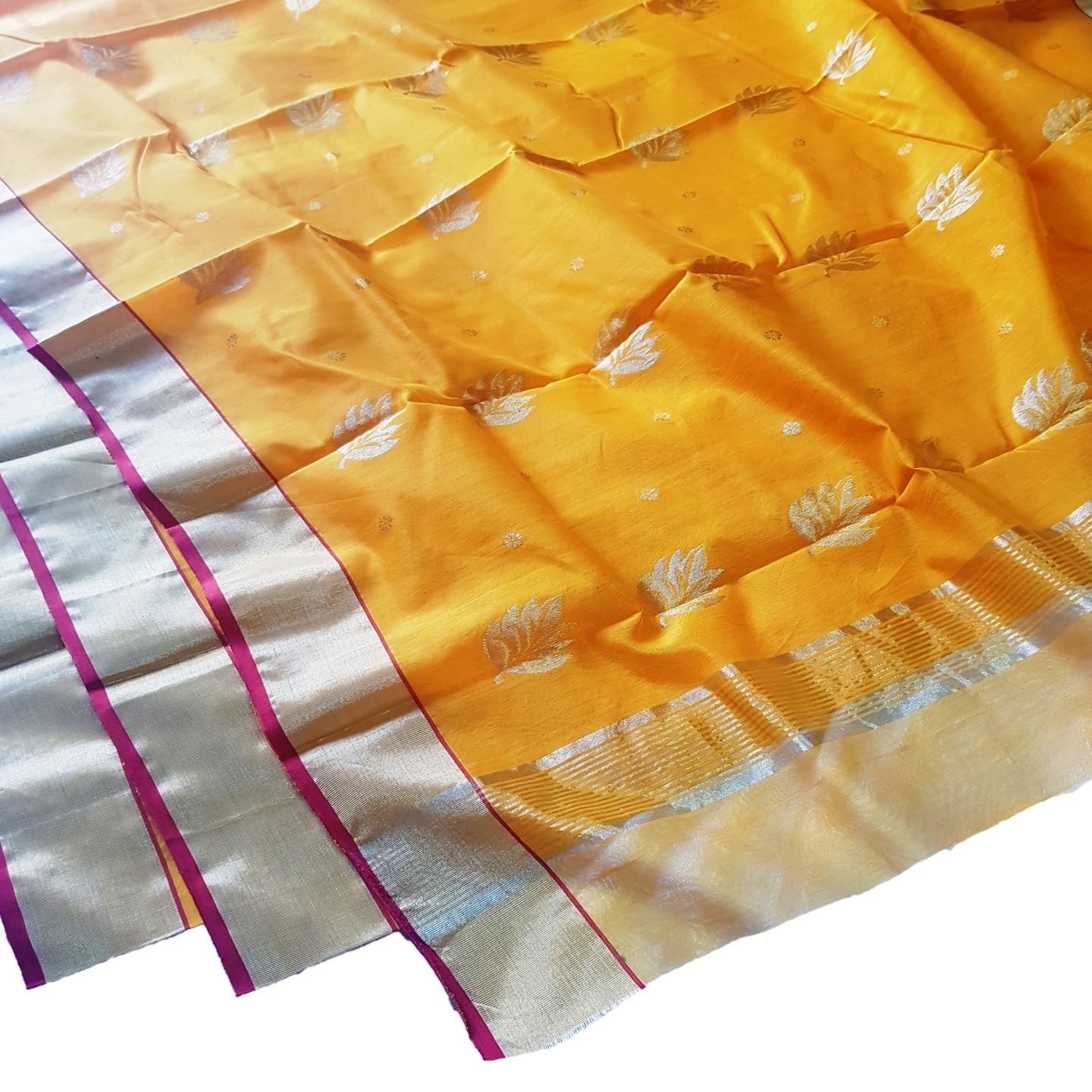 Expressive Authentic Premium Chanderi Handwoven Yellow Cotton Silk Saree