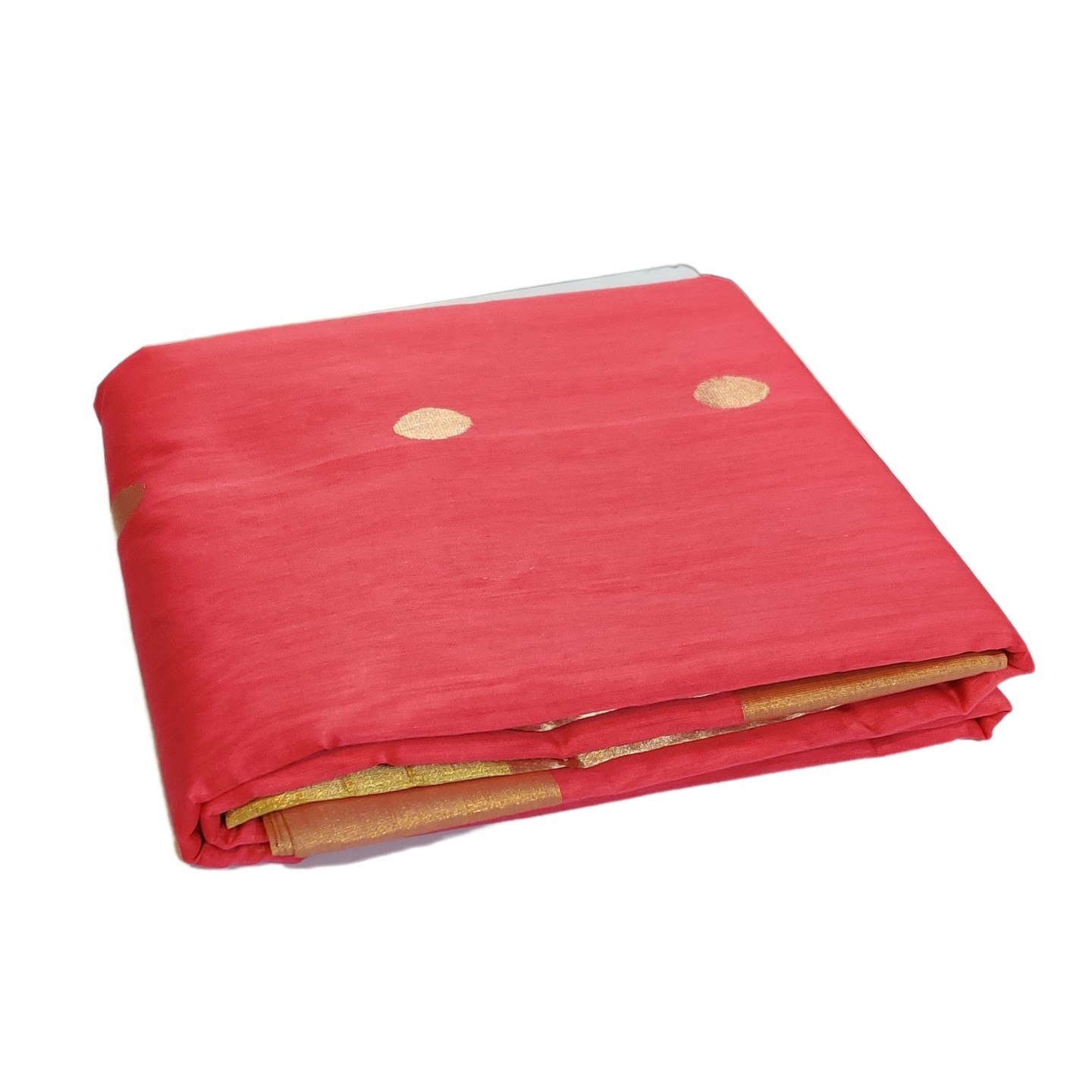 EXPRESSIVE Chanderies Handloom Authentic Premium Handwoven cotton Silk Saree (Red with Golden Border)