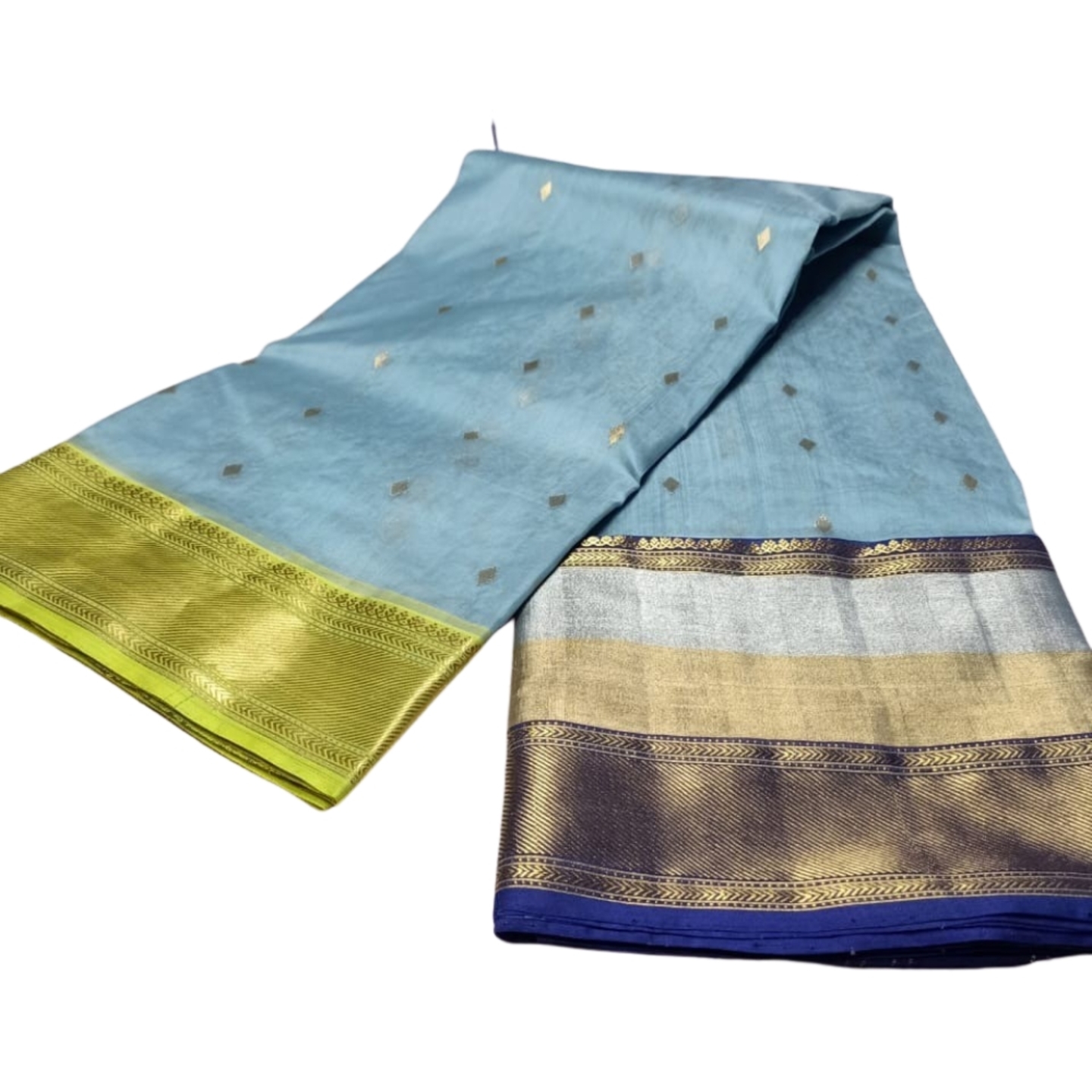 EXPRESSIVE Authentic Premium Chanderi Handwoven Light Blue Silk Saree