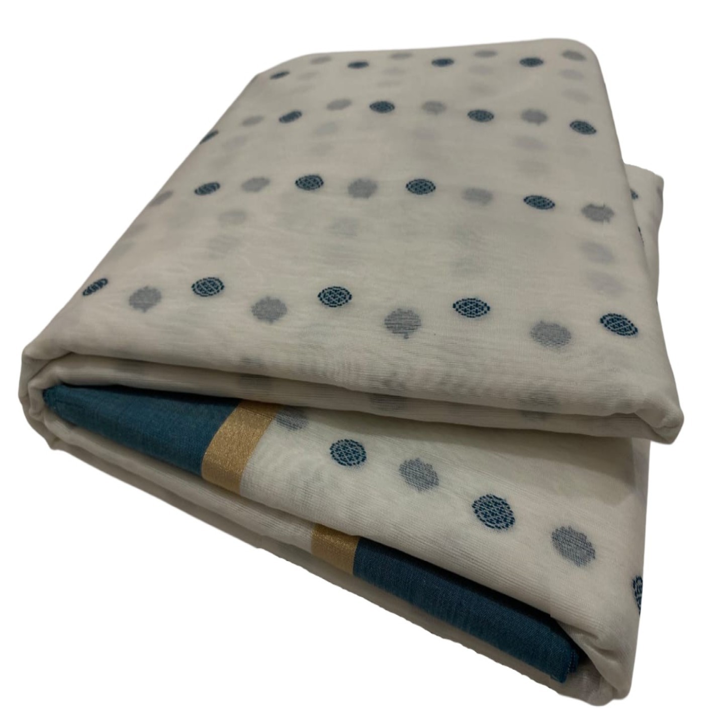 EXPRESSIVE Chanderies Handloom Authentic Premium Handwoven cotton Silk Saree (white with Green Border)