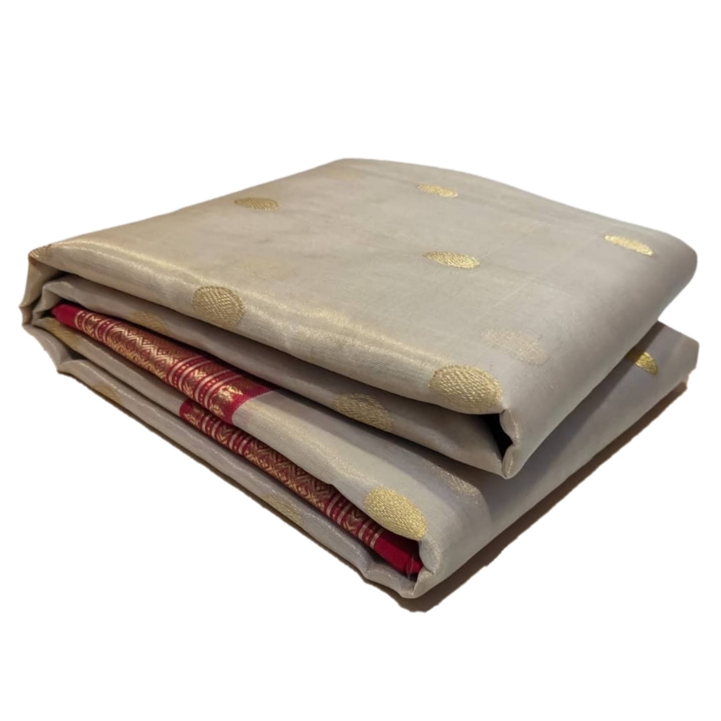 EXPRESSIVE Authentic Premium Chanderi Handwoven Golden Cream Silk Saree