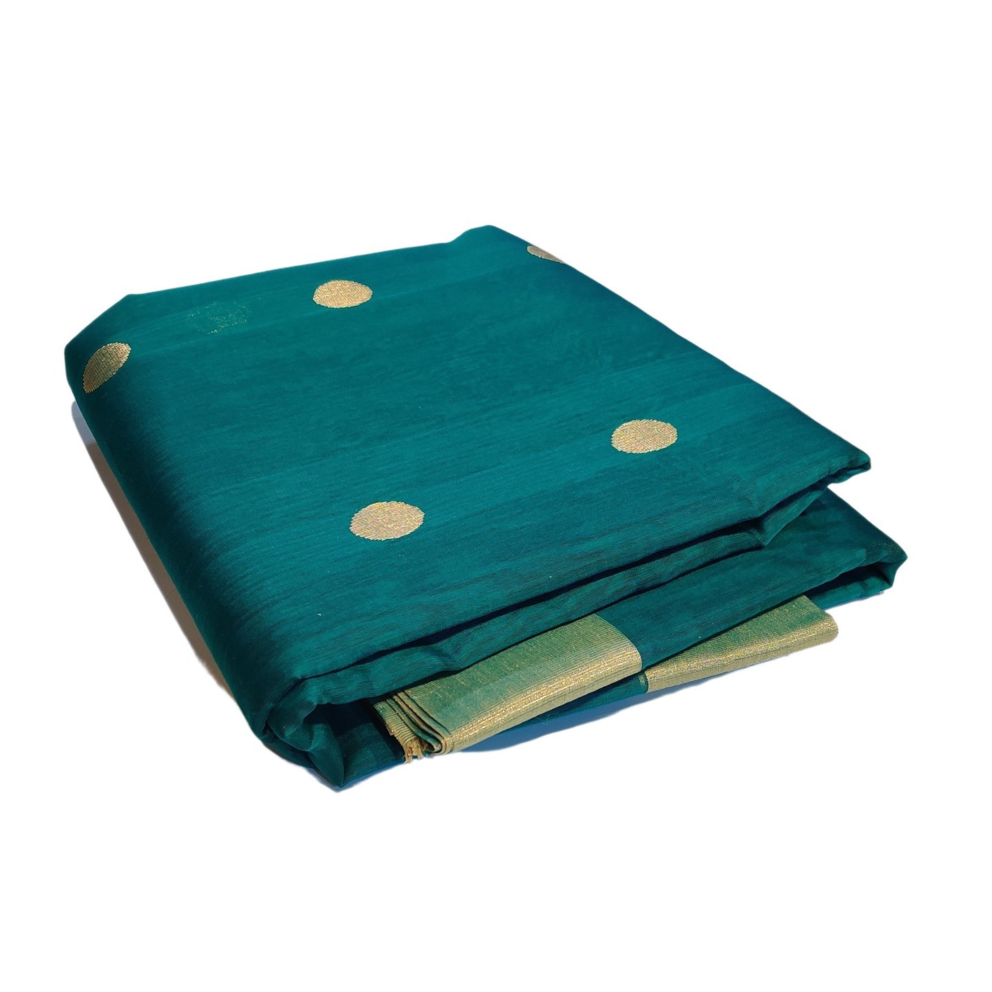 EXPRESSIVE Chanderies Handloom Authentic Premium Handwoven cotton Silk Saree (Blue with Golden Border)