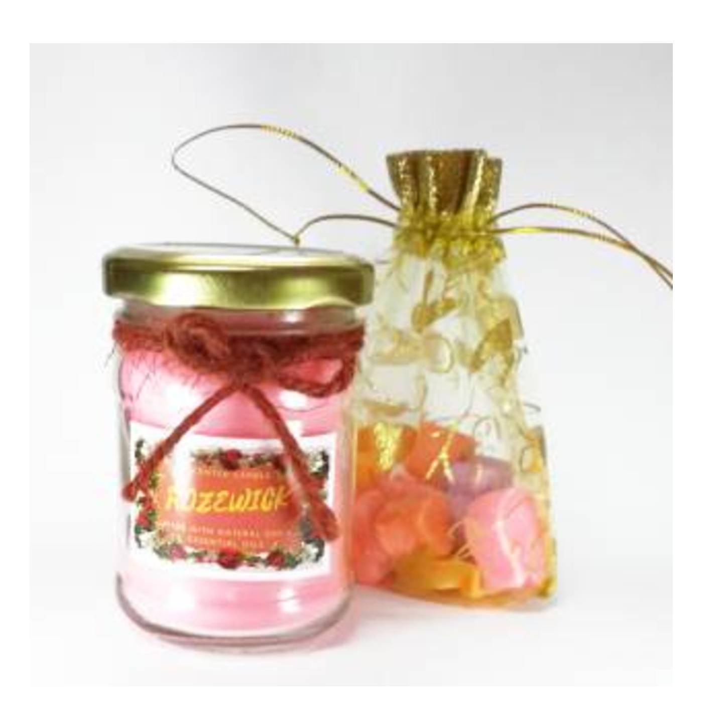 Rozewick Strawberry Soy Scented Candle with Assorted Wax Melts