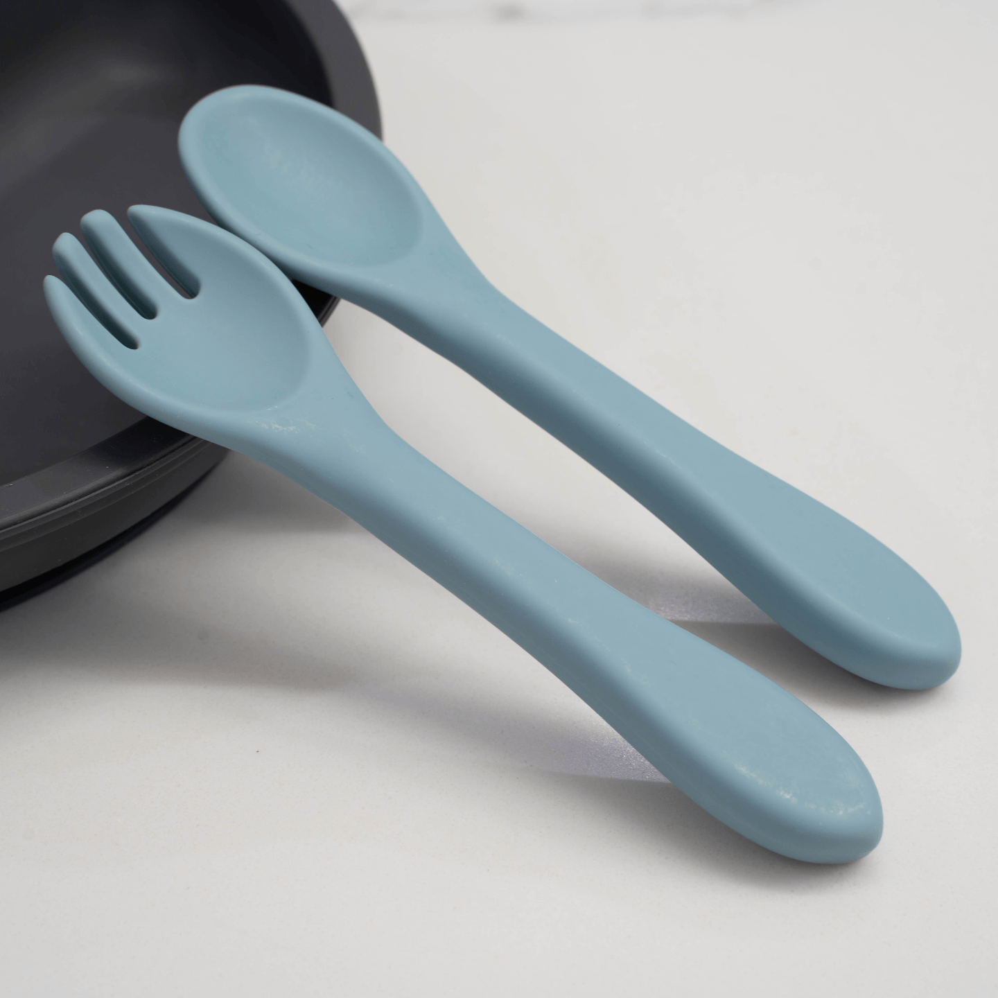 Silicone Fork & Spoon Cutlery Set - Ether Blue