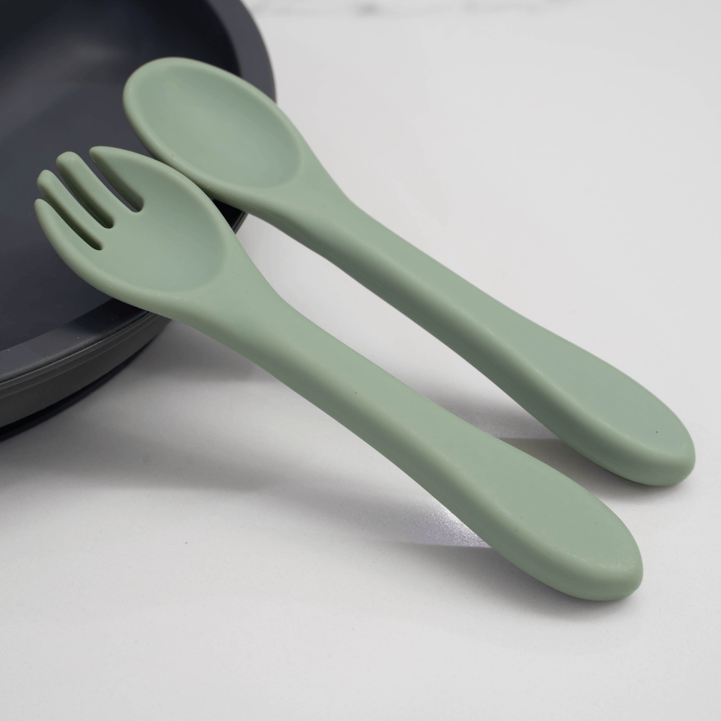 Silicone Fork & Spoon Cutlery Set - Sage