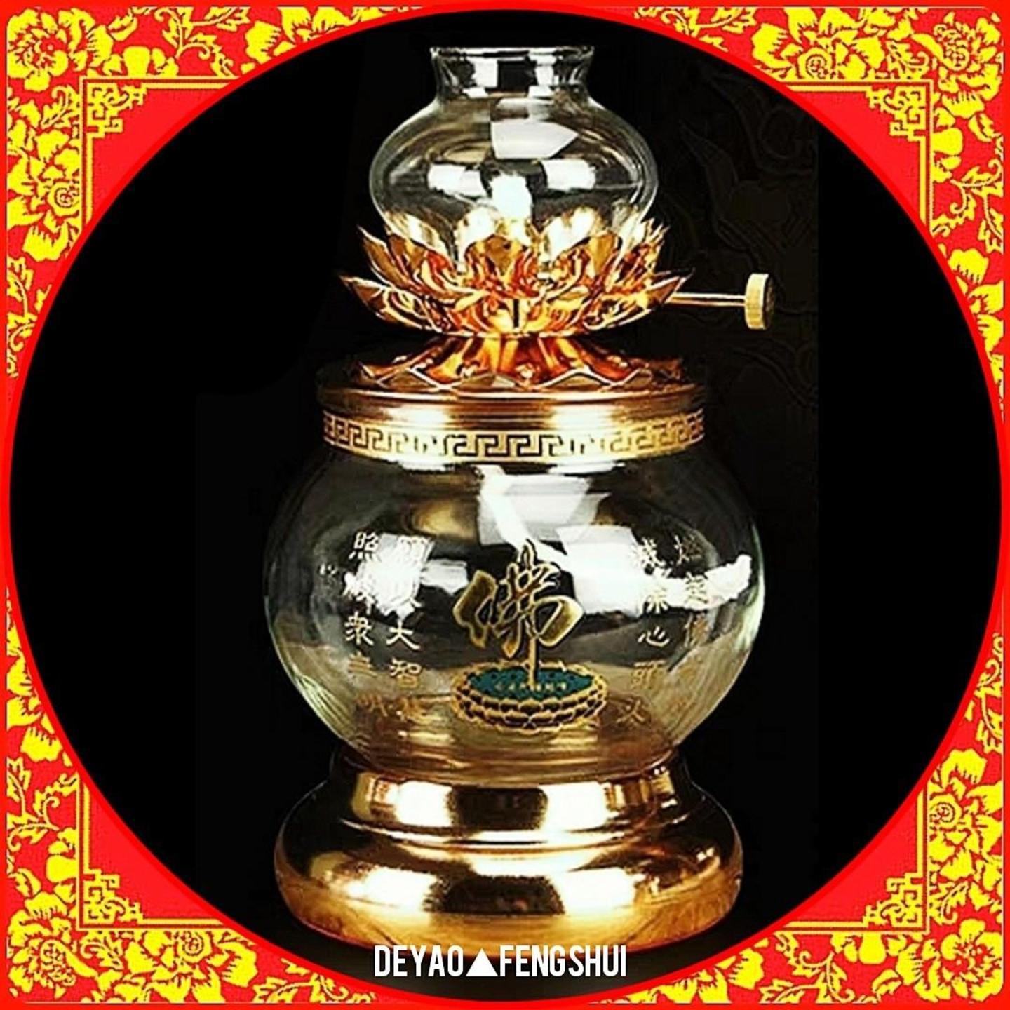 Buddhist Prayer Offering Lotus Oil Wicker Alter Lamp | 佛油灯