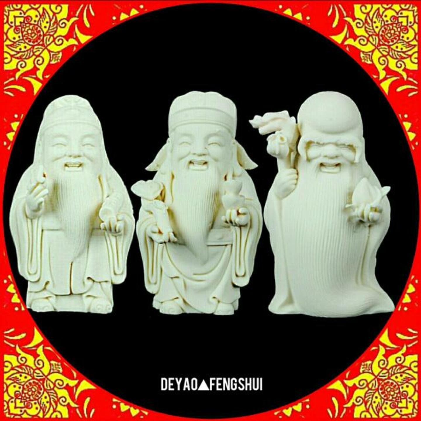 Auspicious Religious Deities Fu Lu Shou Statue Figurine Set | 福禄寿神像