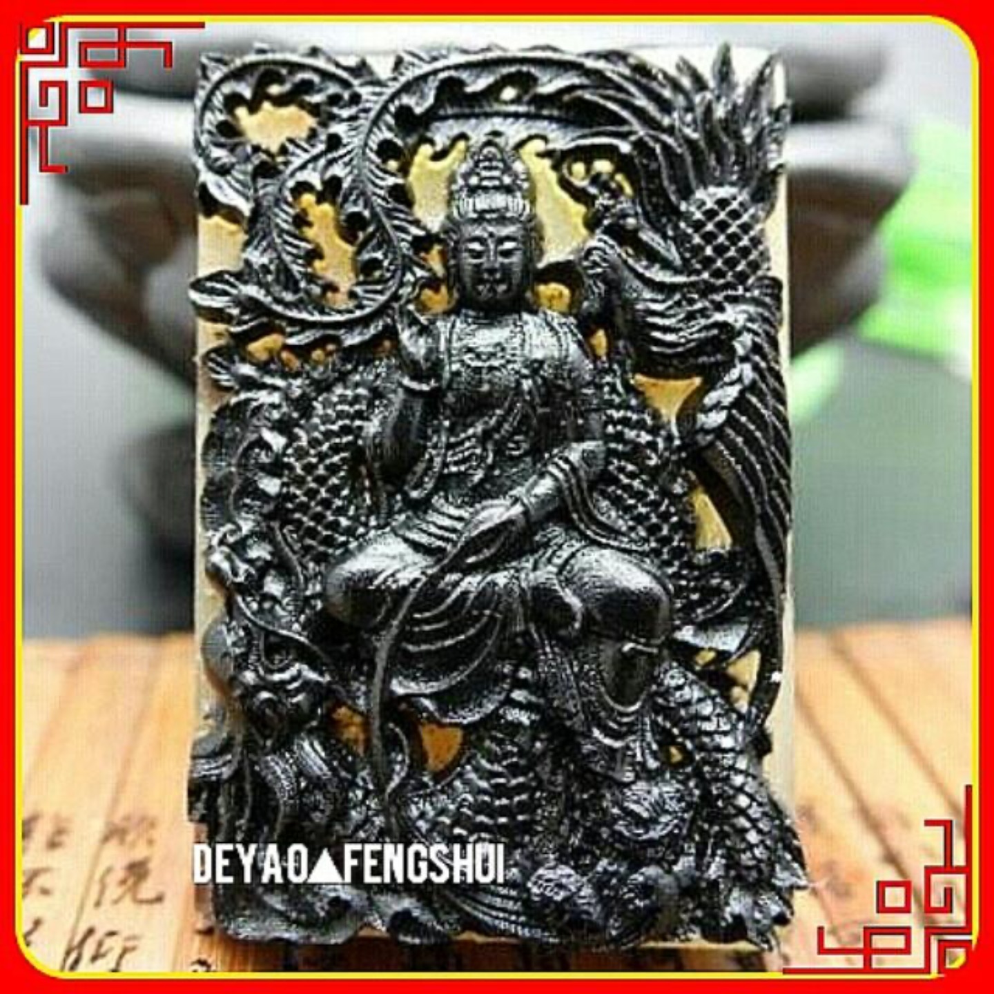 Buddhist Deity Kwan Yin Horn Pendant｜观音菩萨雕刻羊角牌