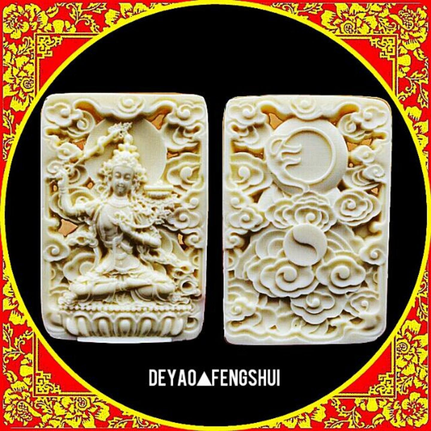 Chinese Rabbit Zodiac Carved High Relief Pendant Necklace Jewellery｜文殊菩萨雕刻牛骨牌