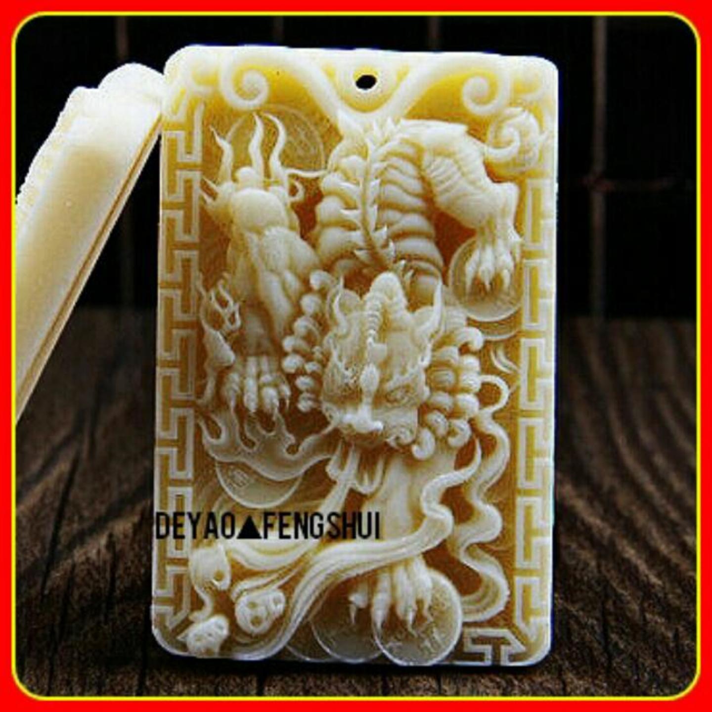 Prosperity Pi Xiu High Relief Carved Cow Bone Pendant | 貔貅雕刻牛骨牌