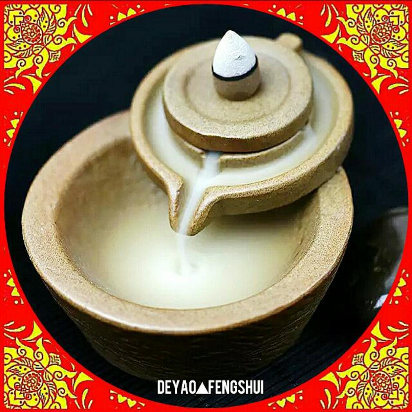 Retro Rice Grinder Ceramic Backflow Incense Burner | 石磨米倒流香炉