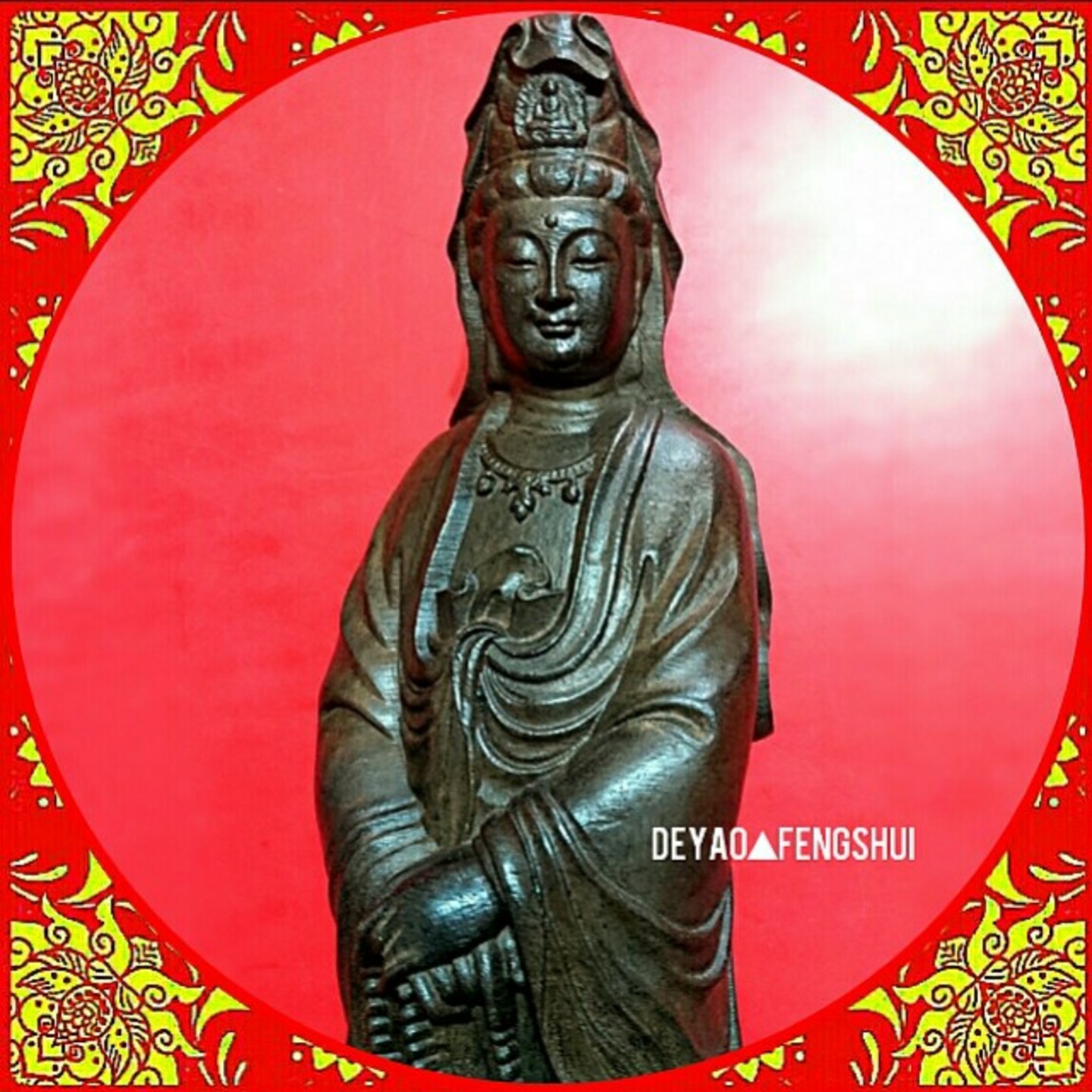 Religious Deity Guan Ying Statue Figurine |  观音菩萨乌沉神像