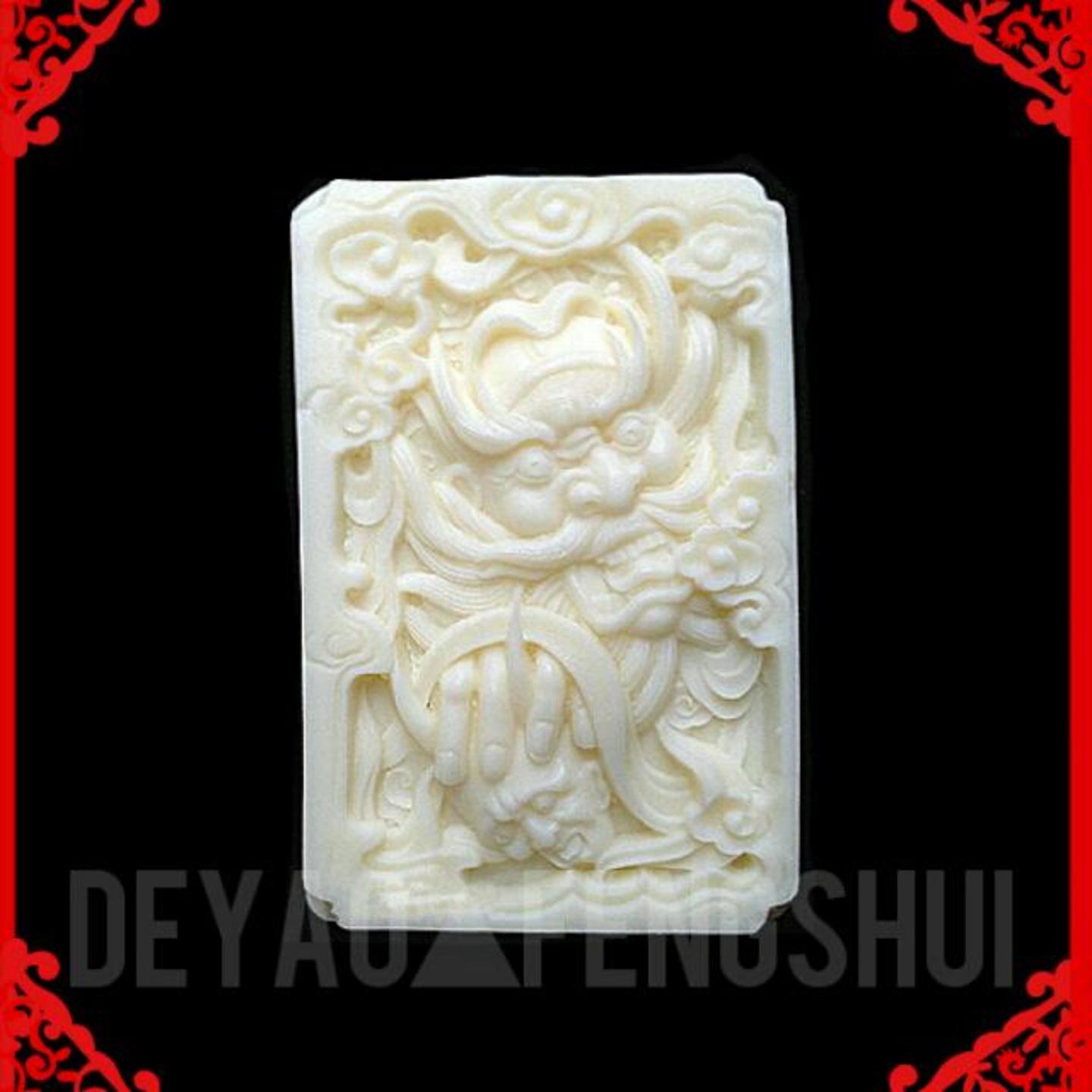 Auspicious High Relief Zhong Kui Carved Cow Bone Pendant Necklace | 钟馗雕刻牌