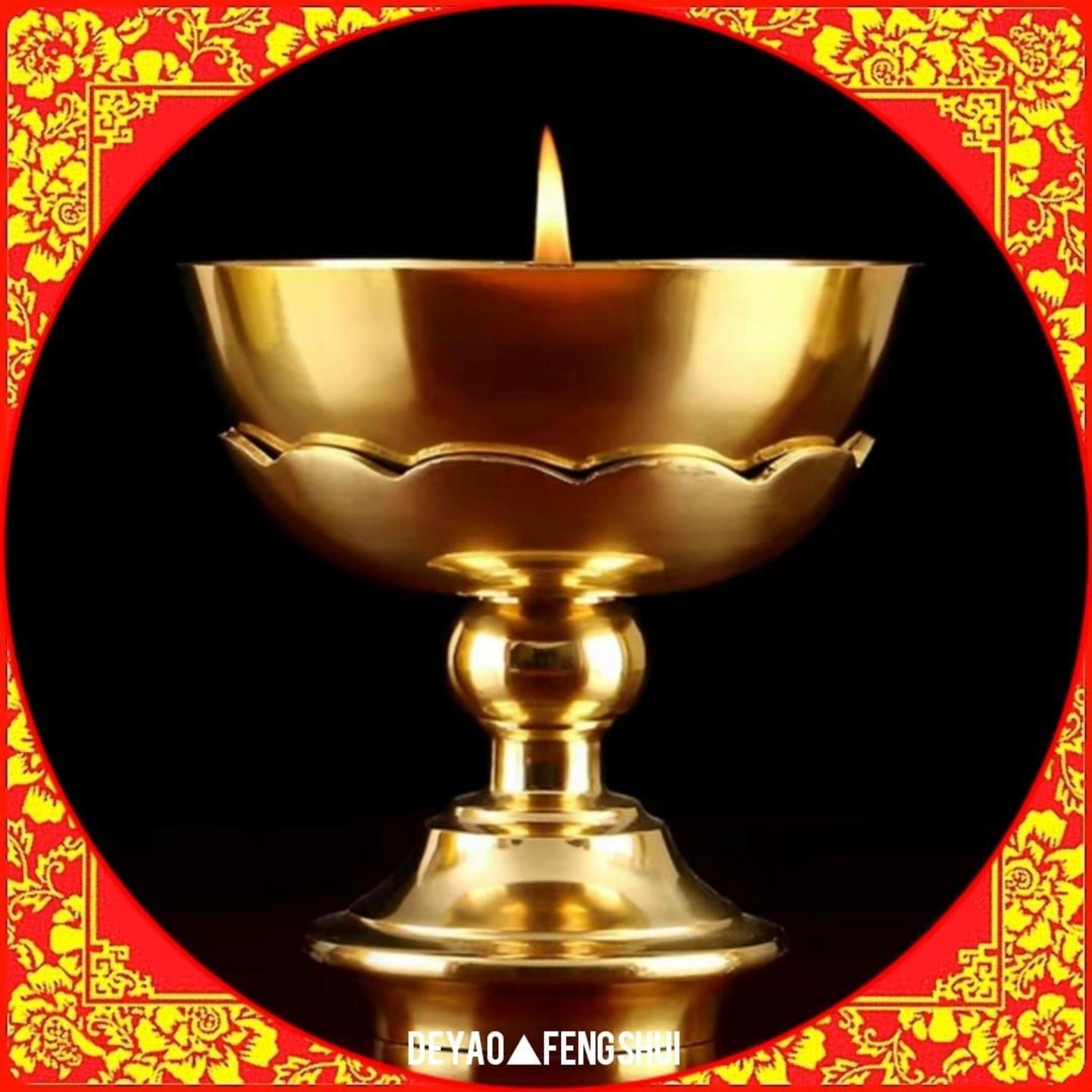 Buddhist Religious Alter Offering Copper Oil Wick Lamp | 铜油灯