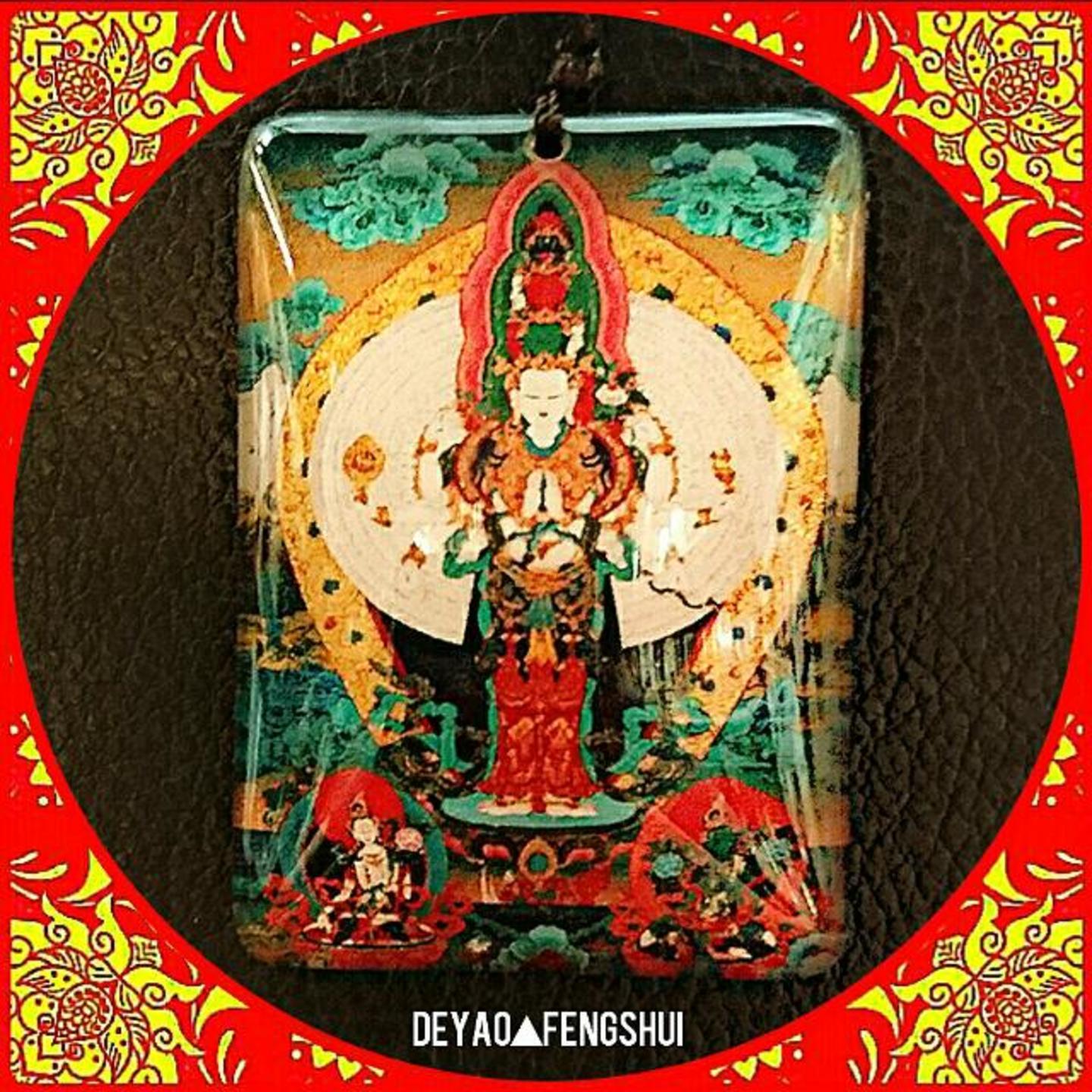 Tibetan Buddhist Thousands hand Guanyin Goddess of Mercy Deity Pendant千手观音菩萨佛牌