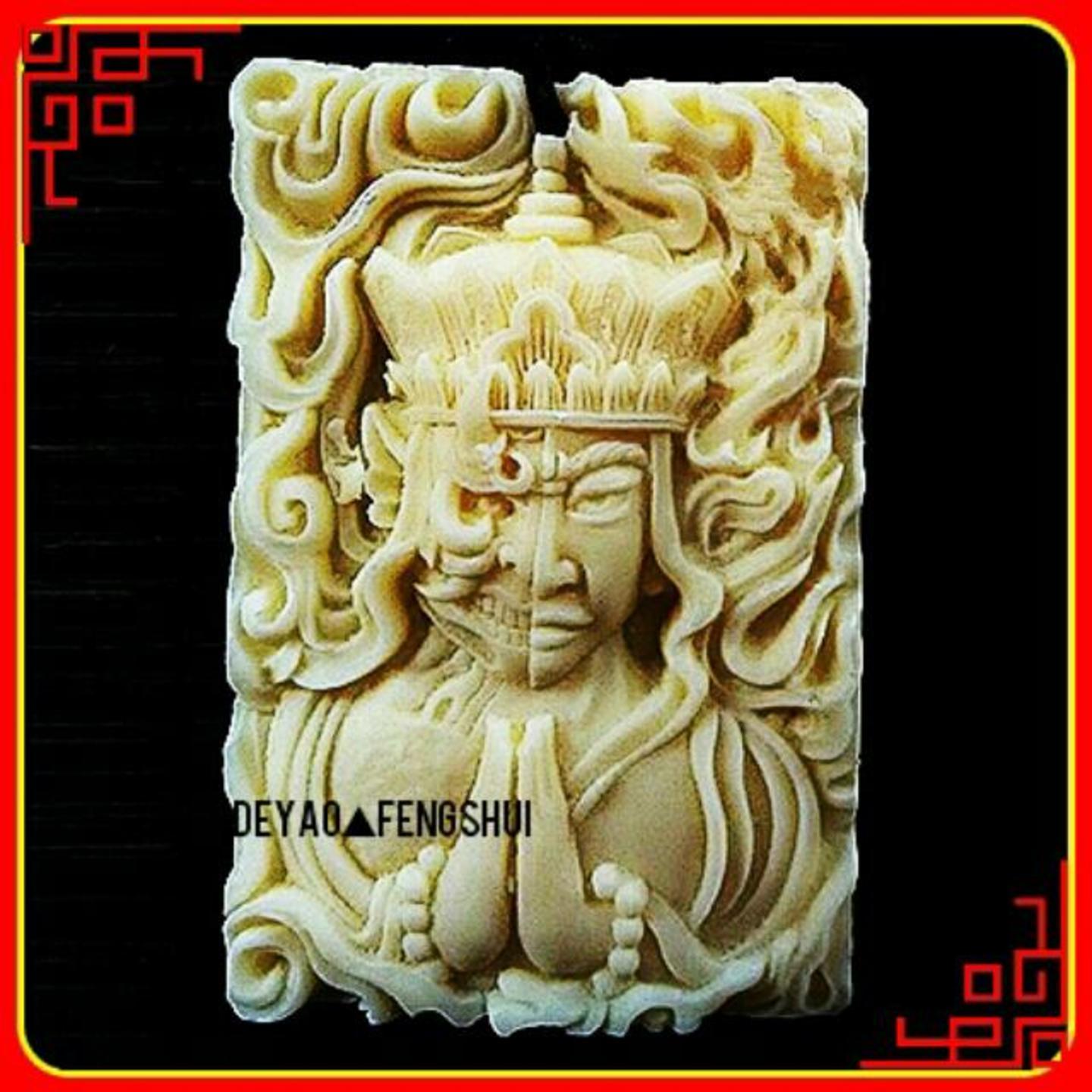 Beautiful High Relief Auspicious Carved Cow Bone Pendant | 一念之间雕刻牛骨牌