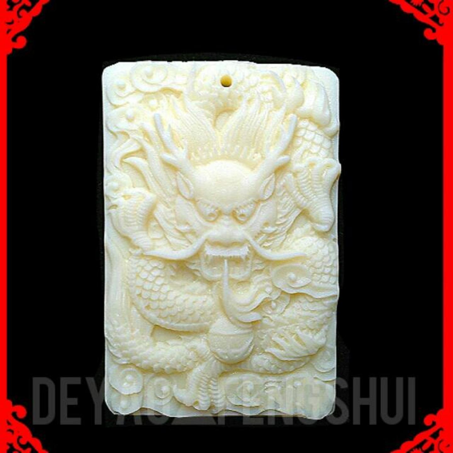 Beautiful High Relief Lucky Dragon Carved Cow Bone Pendant Necklace | 牛骨雕刻龙牌