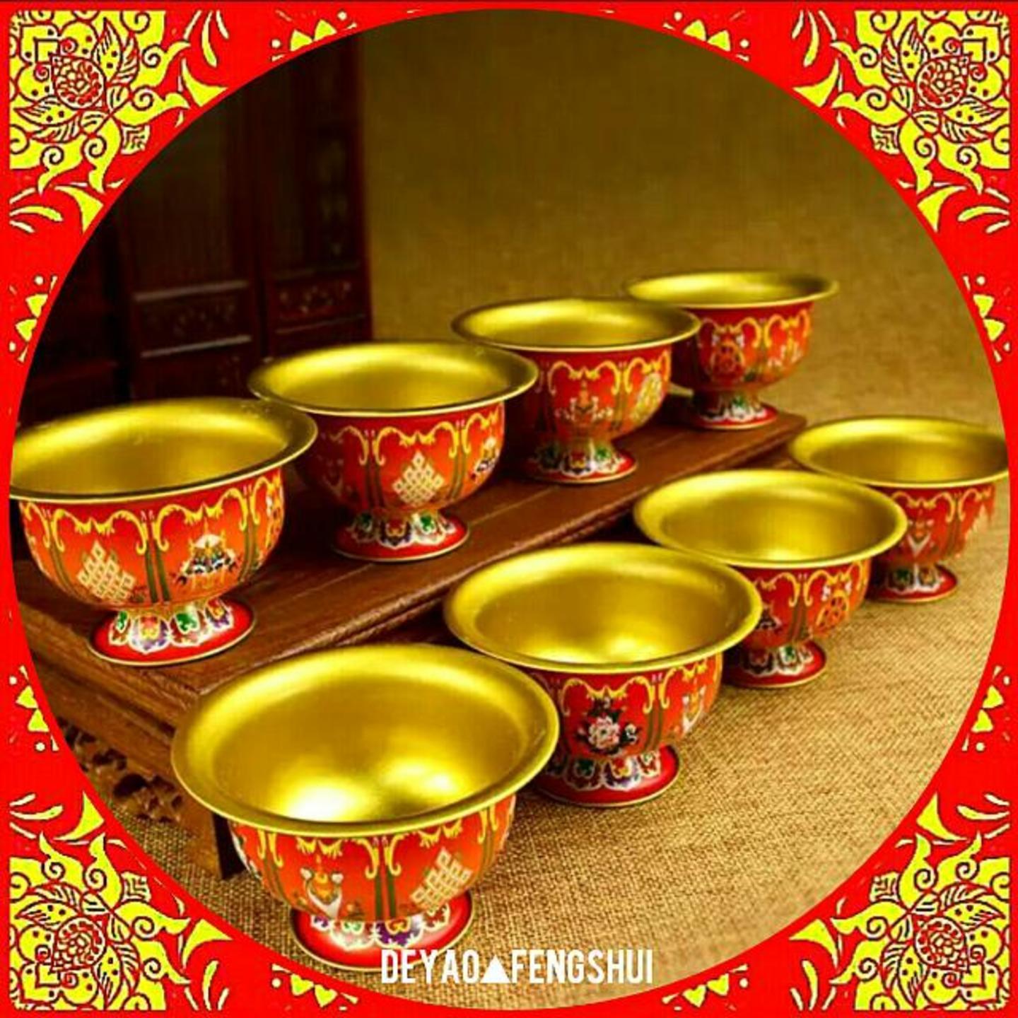 Tibetan Eight Auspicious Alter Offering Cup | 西藏八宝铁供杯