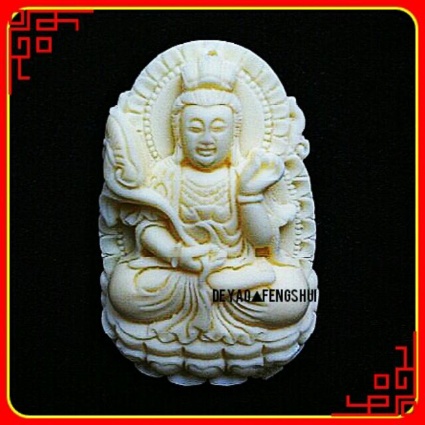 Buddhist Deity Guan Ying Carved Pendant | 观音菩萨雕刻牛骨牌