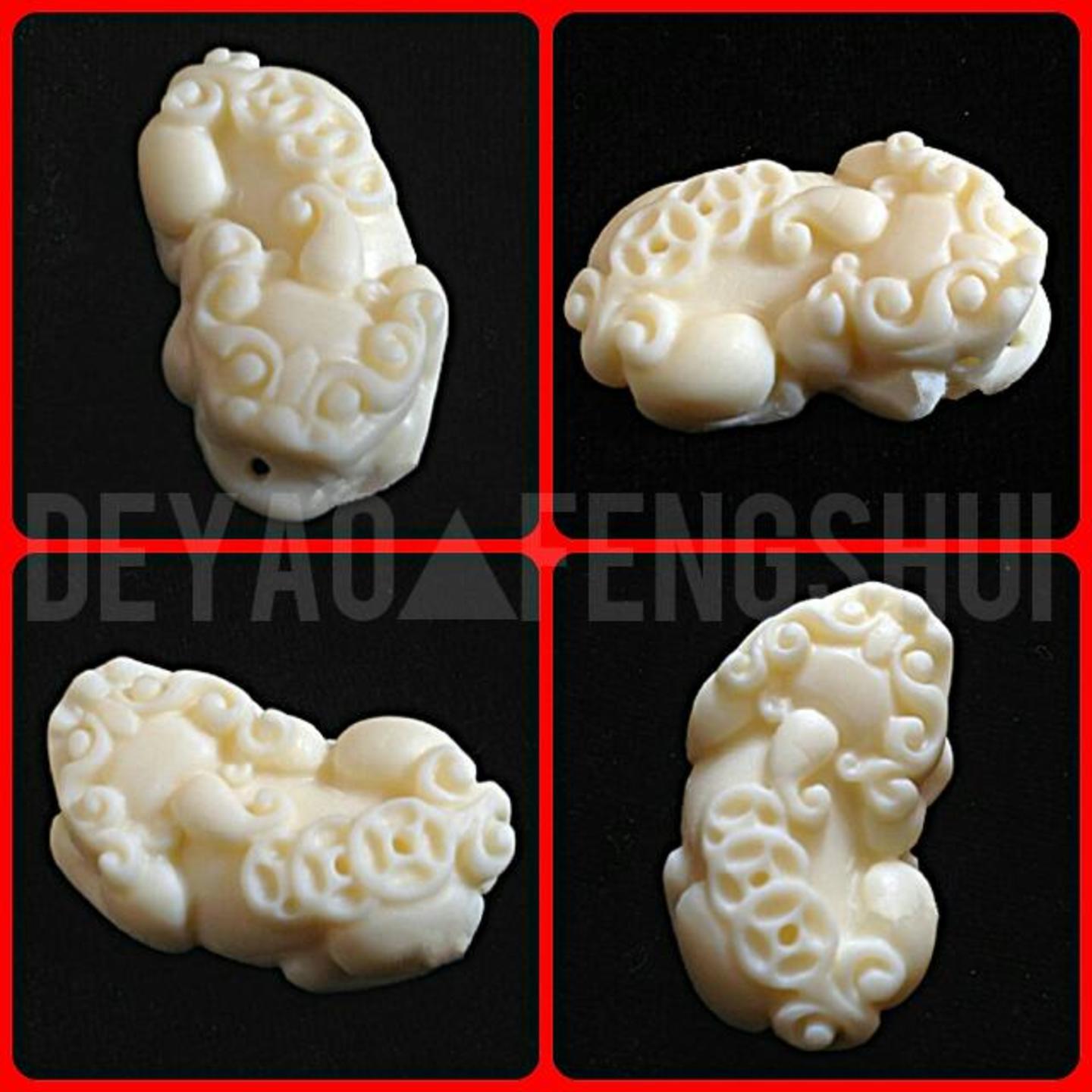 Auspicious High Relief Pi Xiu Design Carved Cow Bone Pendant | 吉祥貔貅雕刻牌