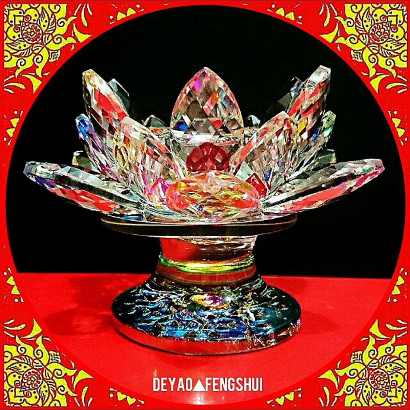 Beautiful Crystal Lotus Candles Tealight Holder  水晶莲花蜡烛台