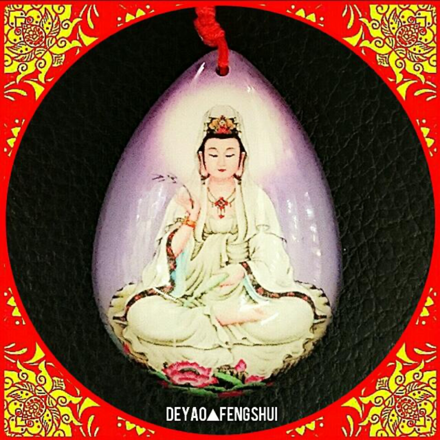 Guanyin Goddess of Mercy Deity Crystal Pendant Necklace观音菩萨佛牌