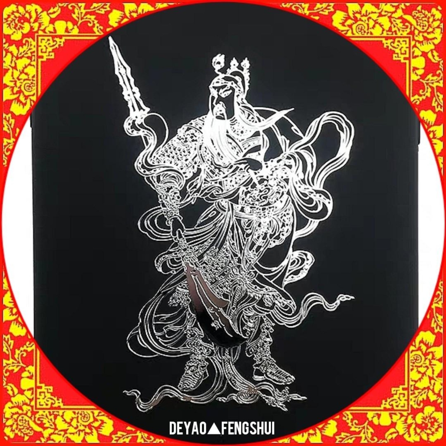 Kwan Di Deity Filigree Sticker｜关帝金属贴