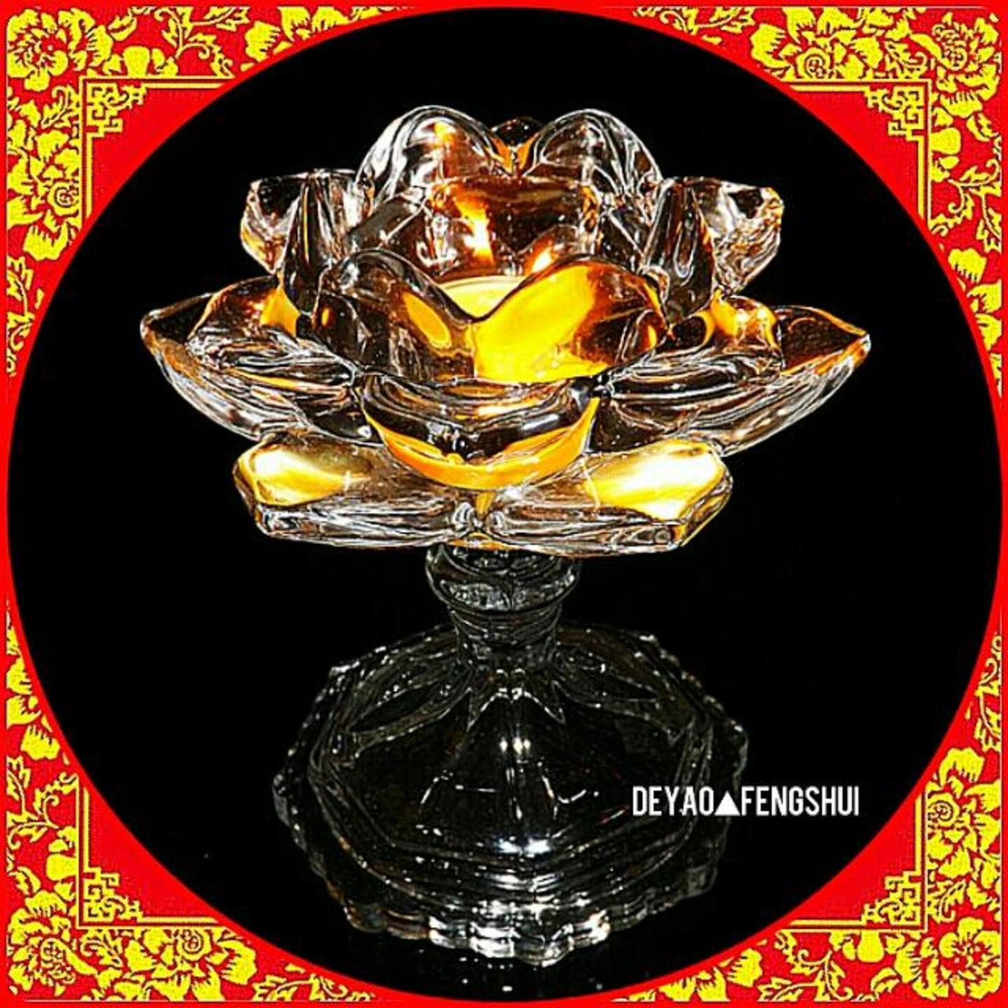 Religious Offering Crystal Lotus Candle Holder | 莲花蜡烛台