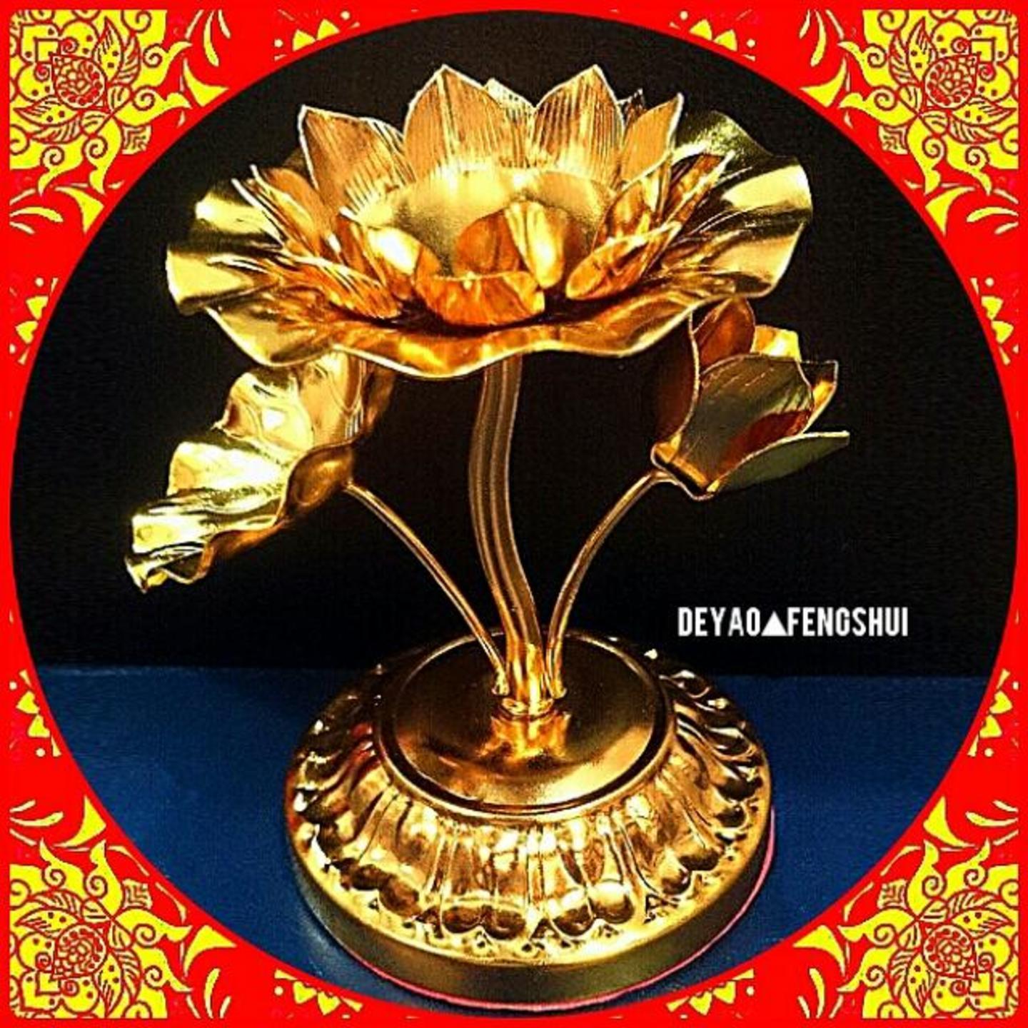 Lotus Tealight Standing Prayer Offering Religious Gold Lamp | 莲花蜡烛台