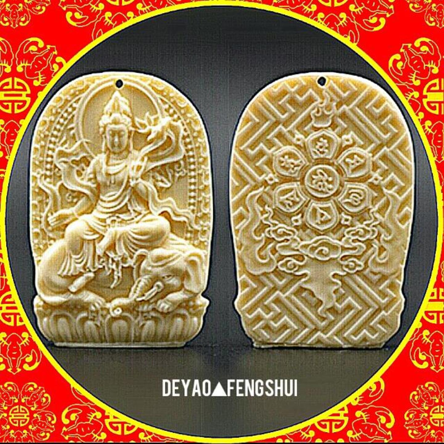 Chinese PigDog Zodiac Carved High Relief Deity God Pendant  阿弥陀佛雕刻牛骨牌