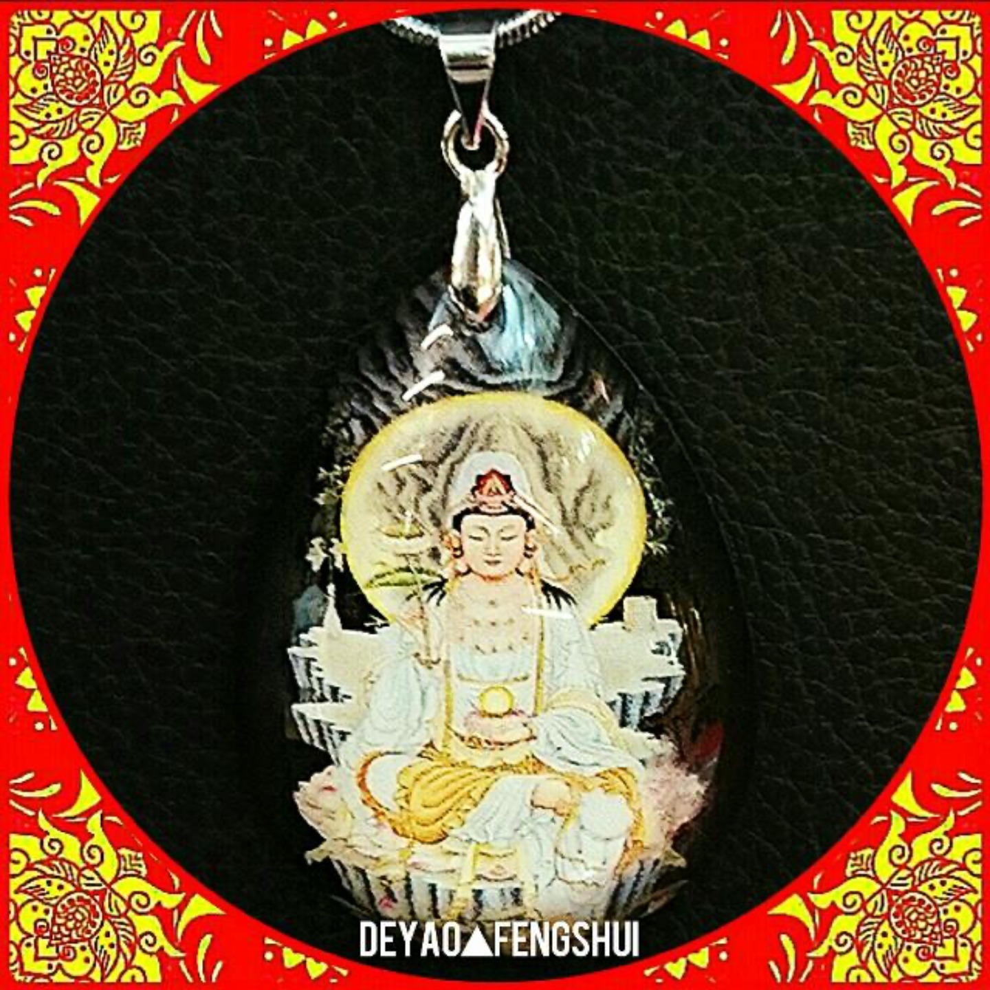 Guanyin Goddess of Mercy Deity Crystal Pendant Necklace观音菩萨佛牌