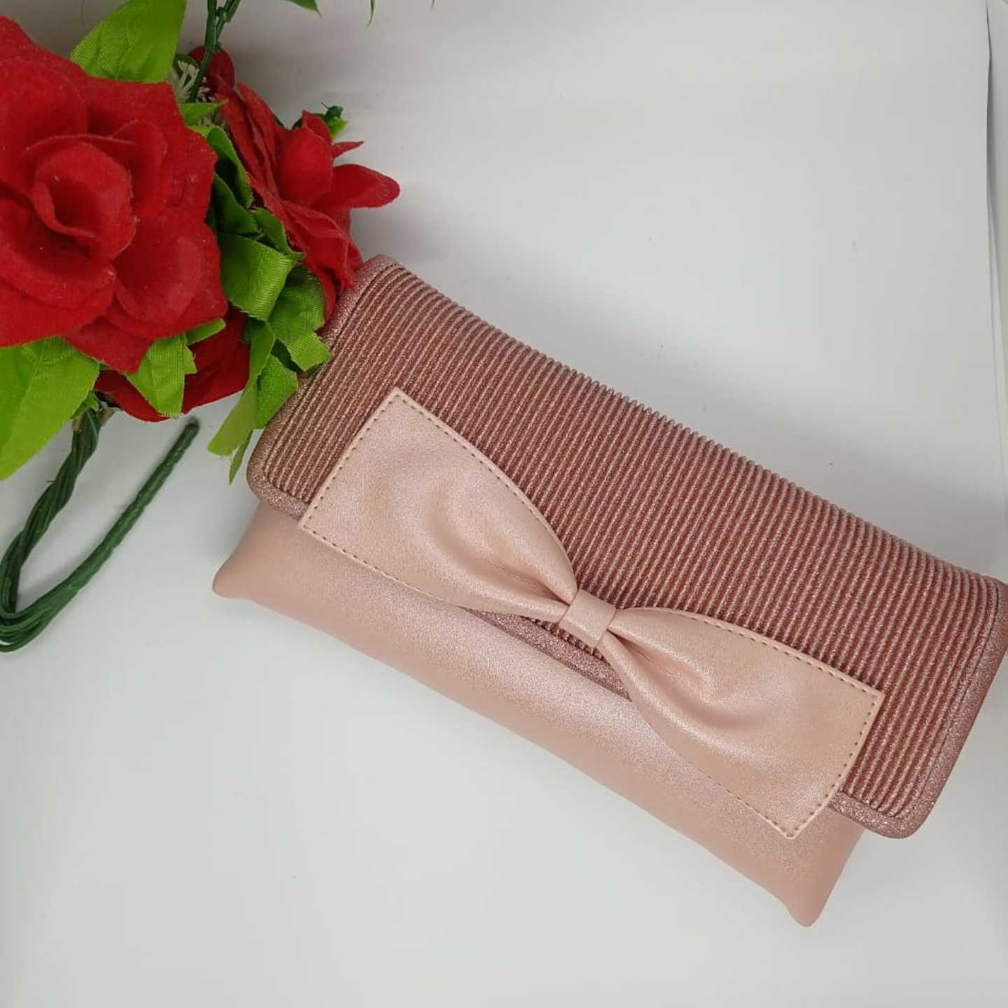 Peach linen clutch