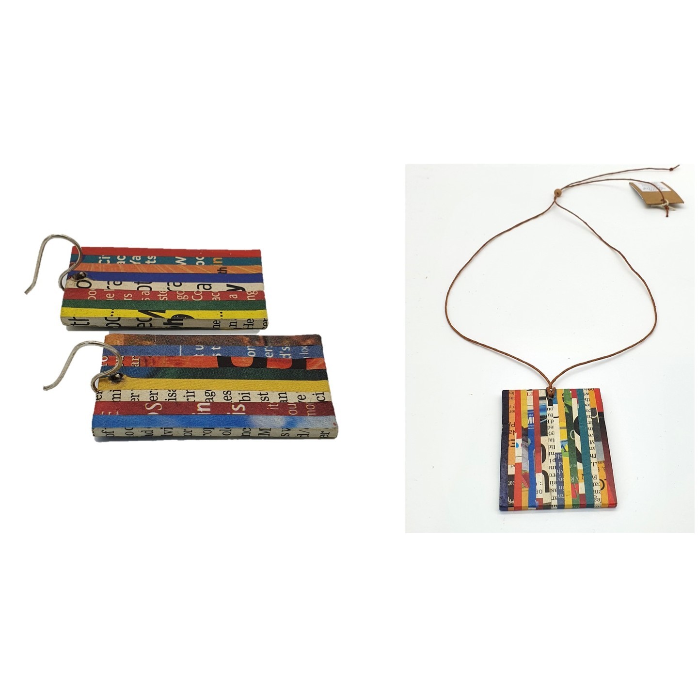 Exotic Newspaper Set Earring & Necklace
