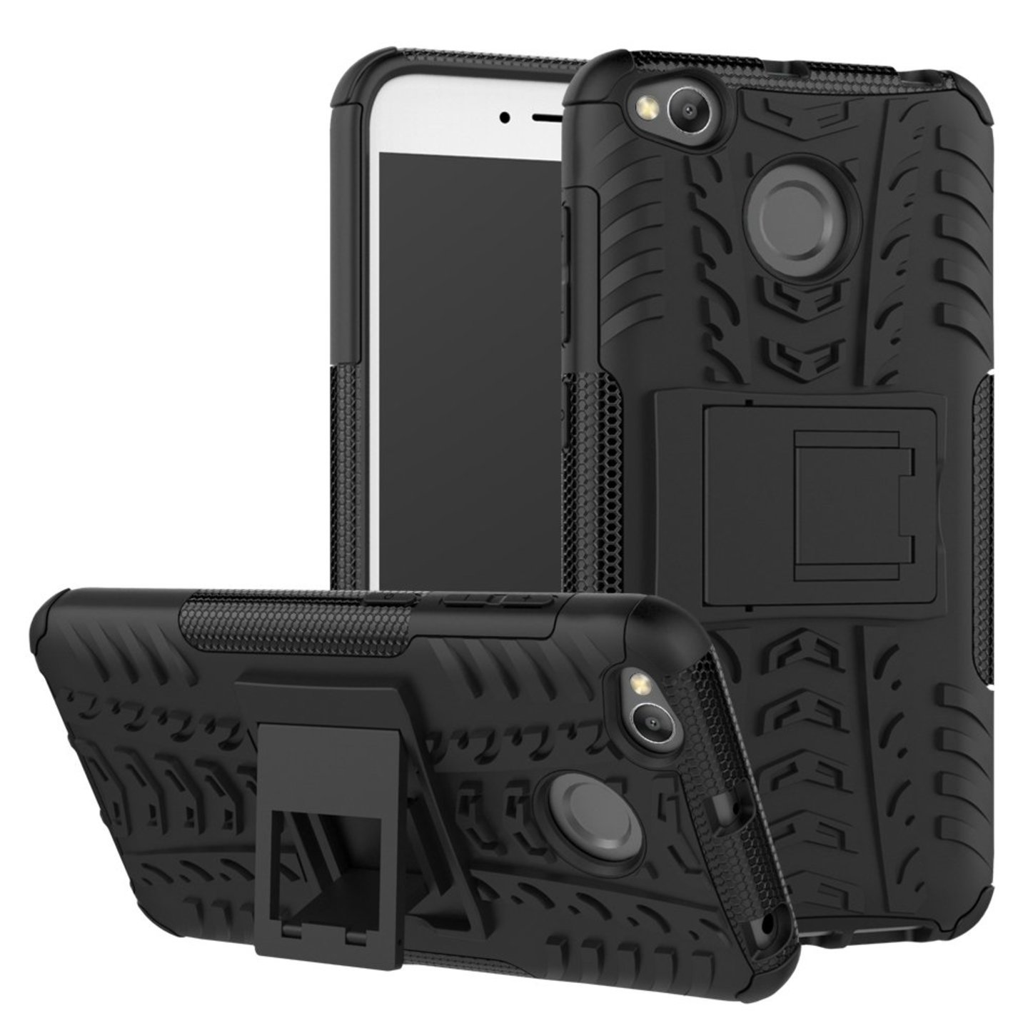Faircost for Xiaomi REDMI 4 Heavy Duty Shockproof Military Grade Armor Dual Protection Layer Hybrid Kick Stand Back Cover Case Black