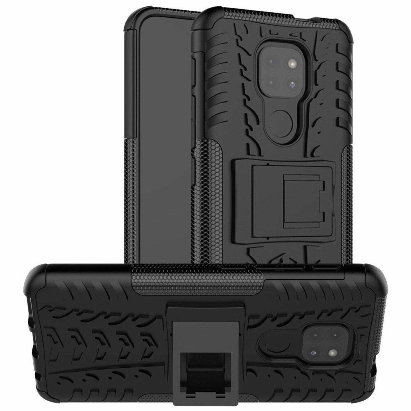 Faircost for Moto G9/E7 PLUS Heavy Duty Shockproof Military Grade Armor Dual Protection Layer Hybrid Kick Stand Back Cover Case Black